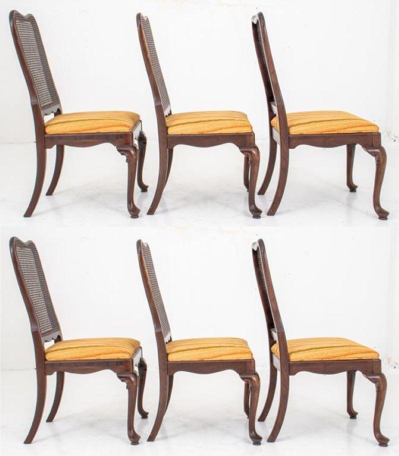 20th Century Queen Anne Style Caned Dining Chairs, 6