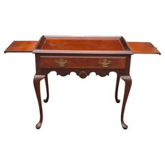 Queen Anne Style Cherry Tea Table with Pull-out Trays