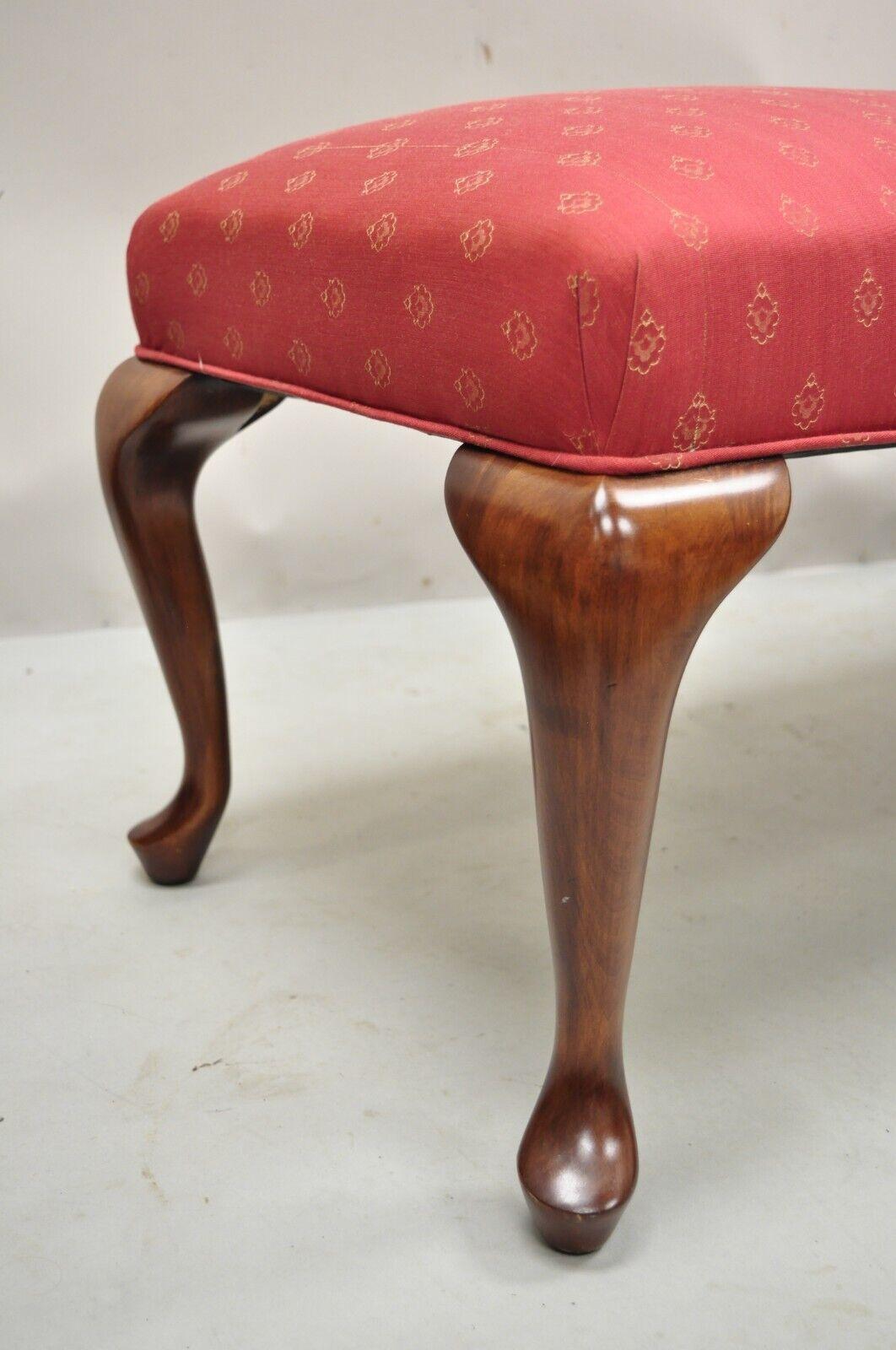 20th Century Queen Anne Style Cherry Wood Red Window Bench