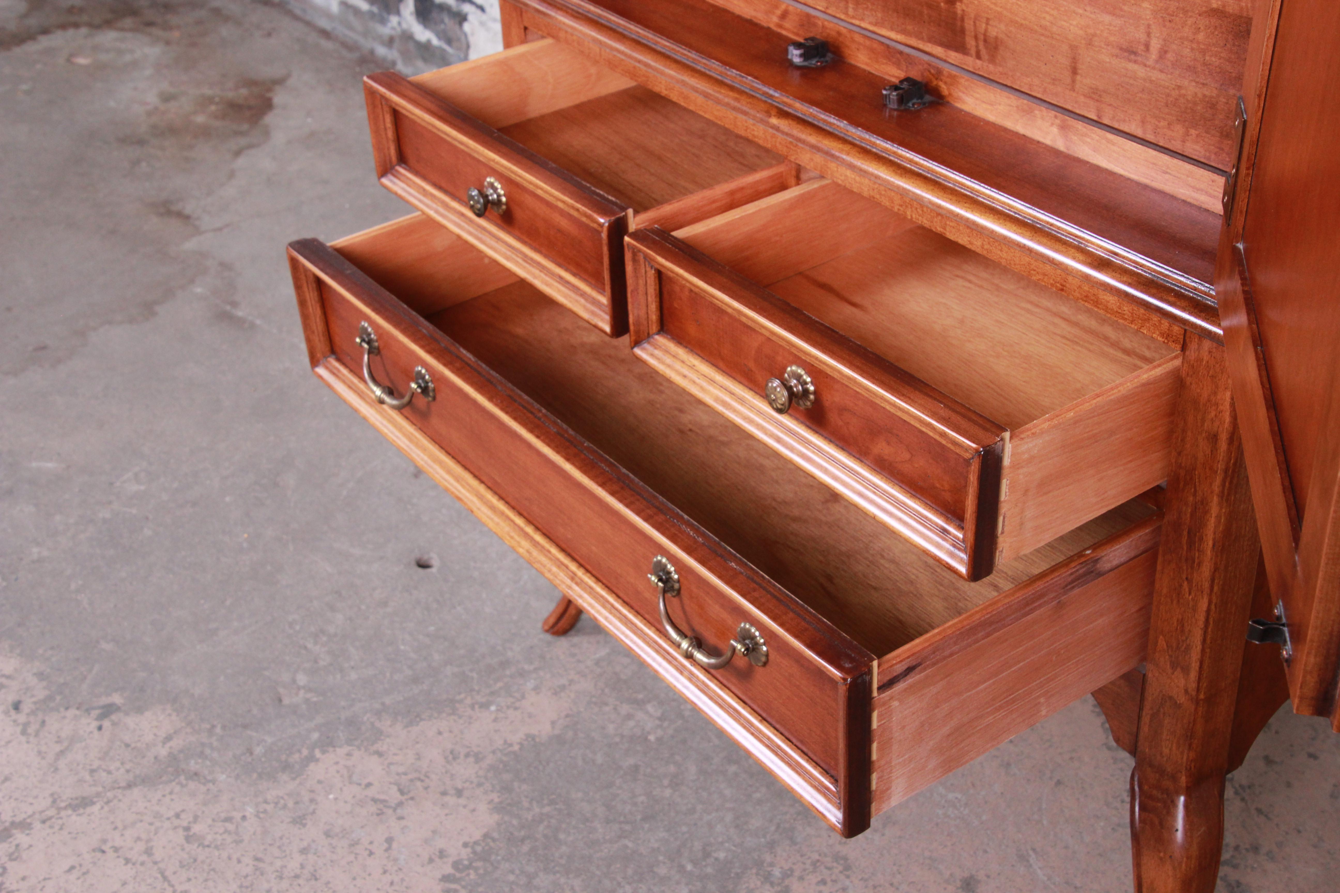Queen Anne Style Cherrywood Armoire Dresser by Lexington In Good Condition In South Bend, IN