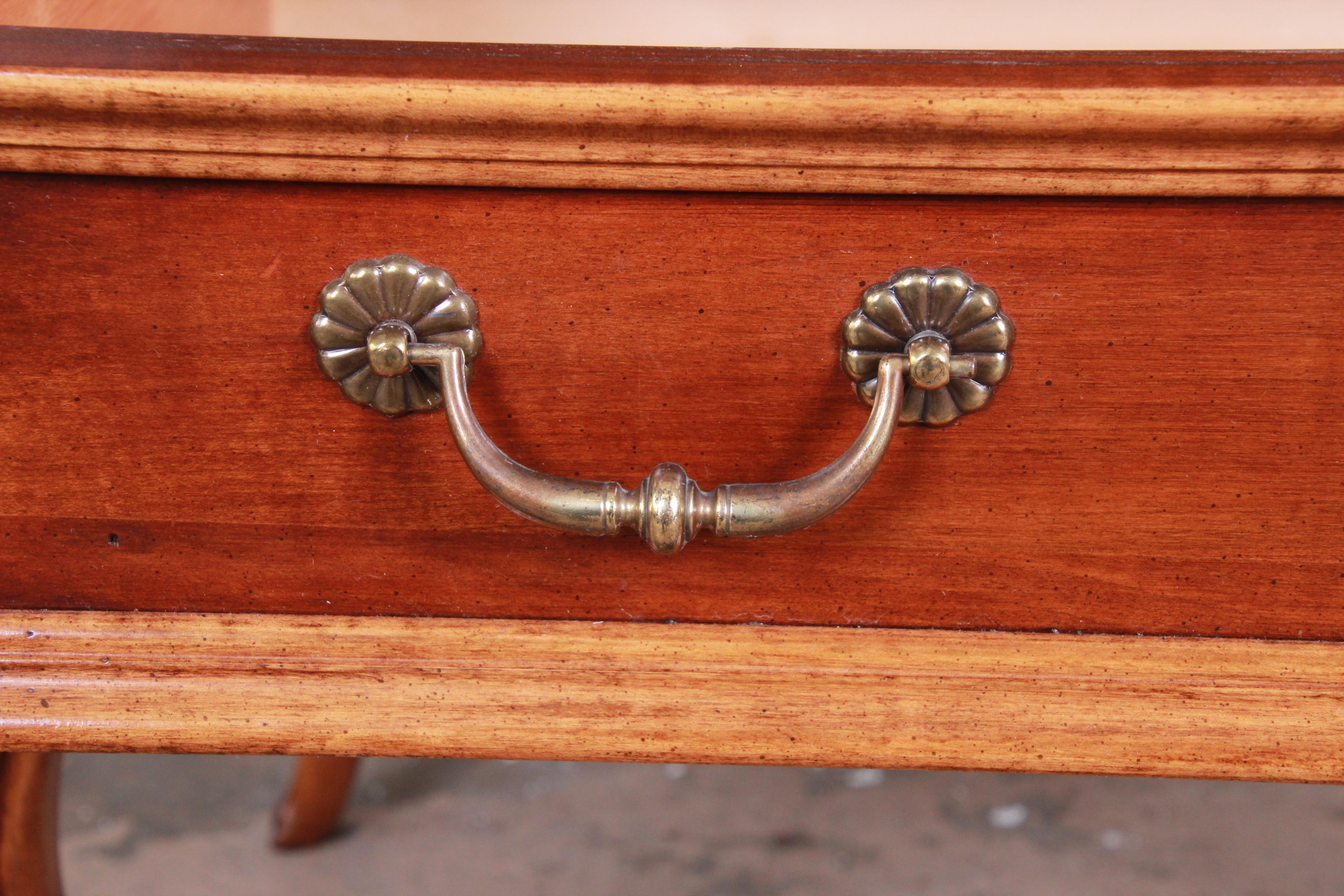Brass Queen Anne Style Cherrywood Armoire Dresser by Lexington
