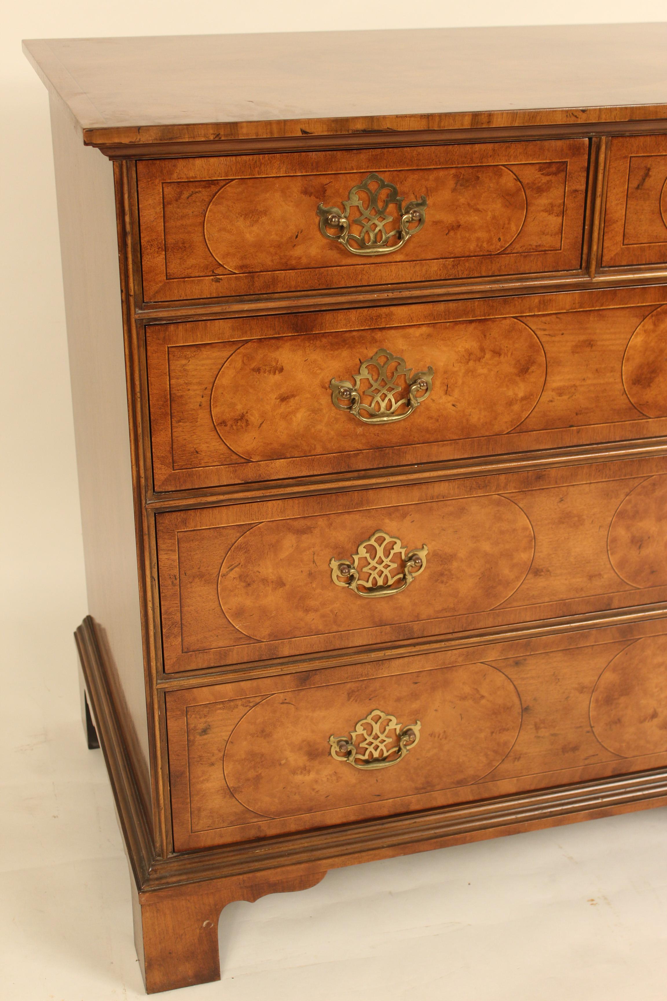 Wood Queen Anne Style Chest of Drawers, Made by Baker Furniture