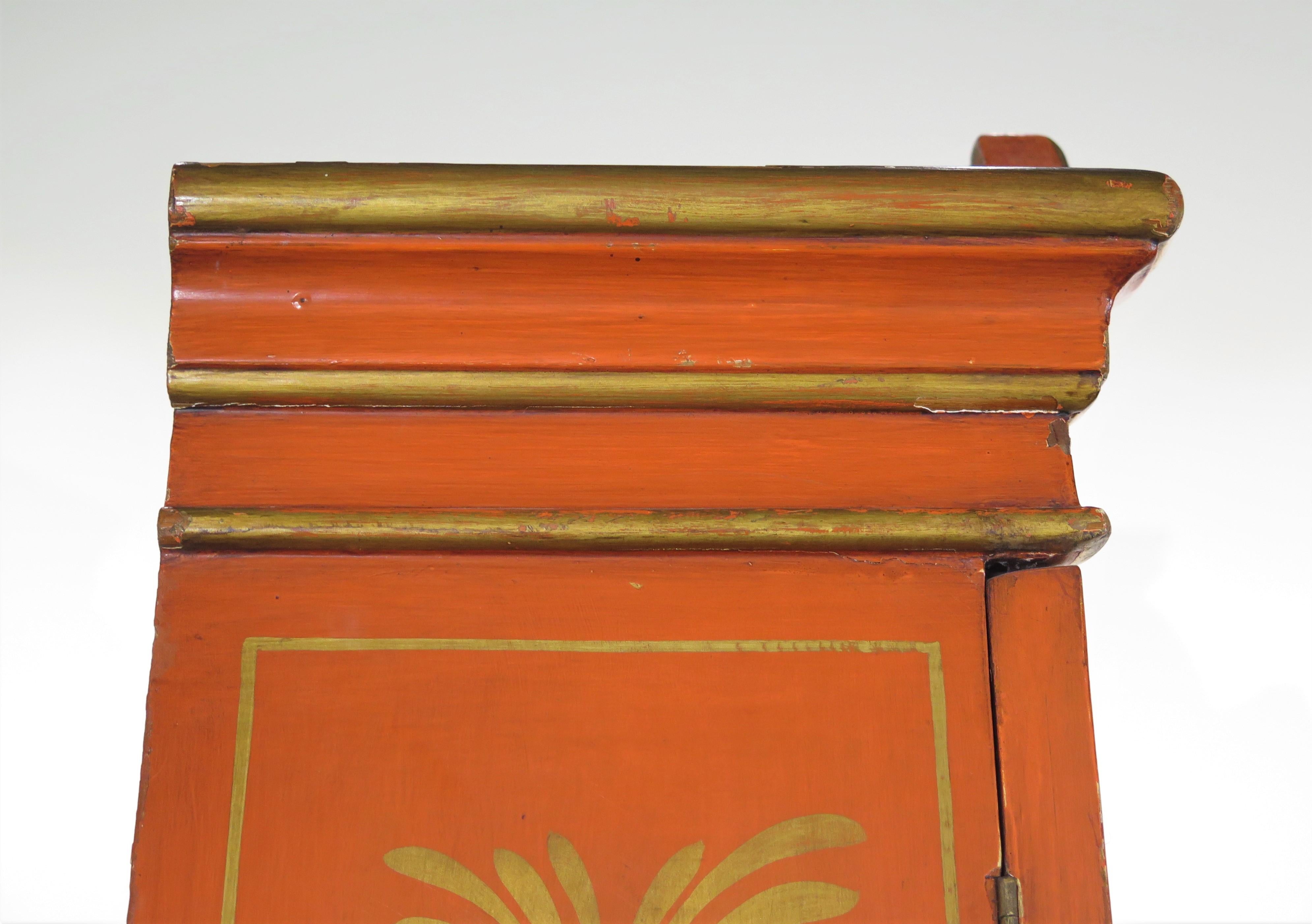 Queen Anne-Style Chinese Red Chinoiserie Desk and Bookcase 1