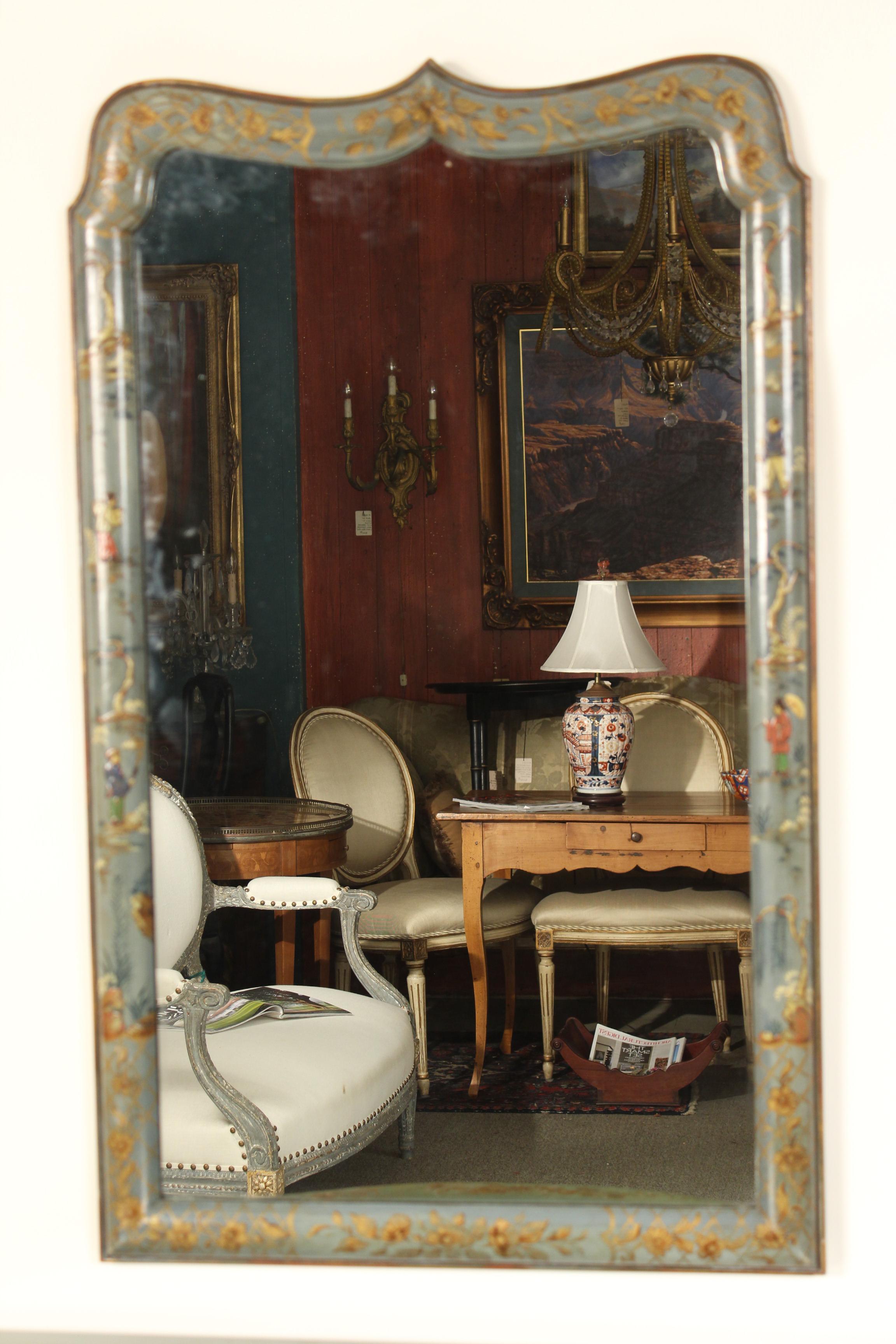 Queen Anne Style Chinoiserie Decorated Console and Mirror For Sale 6