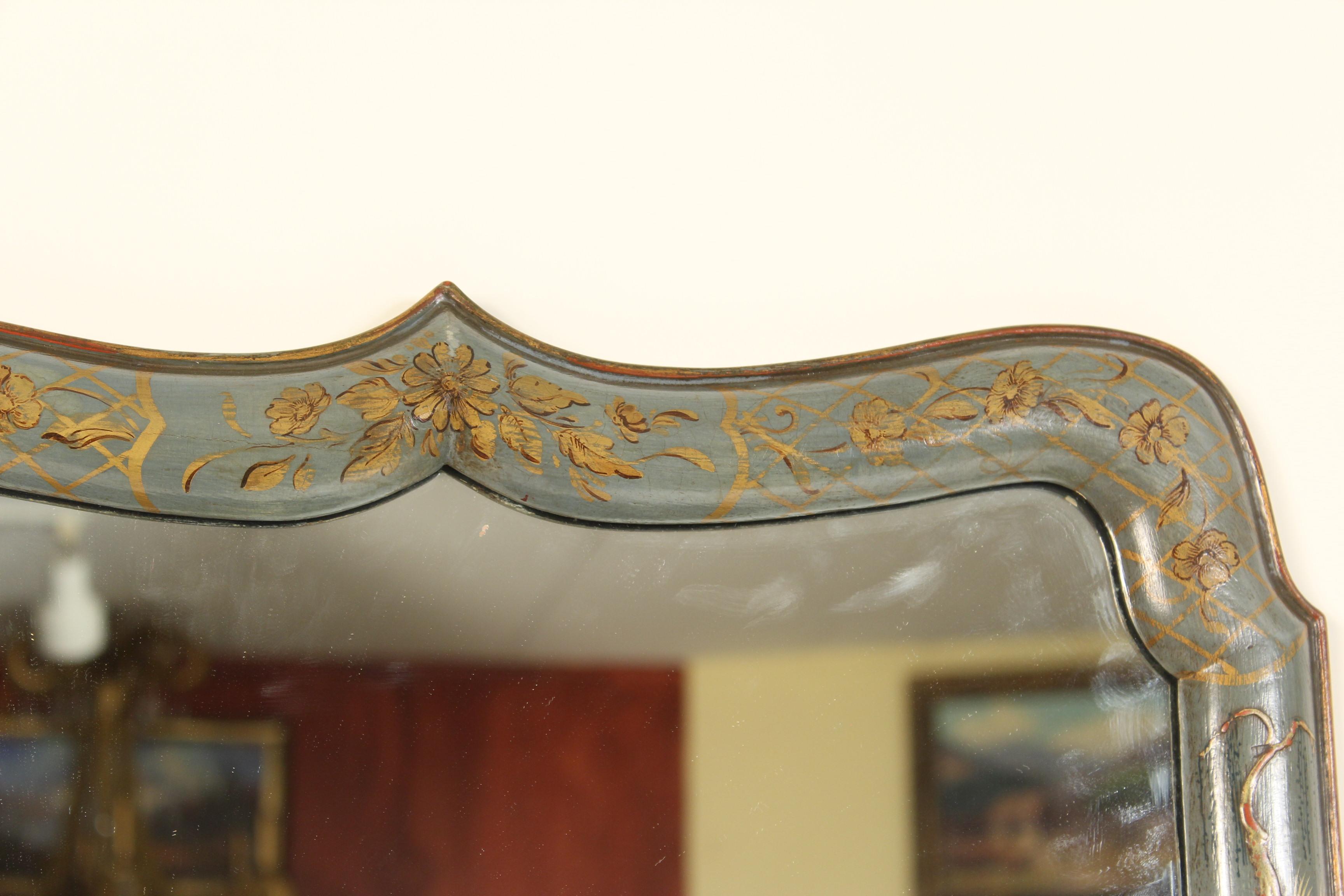 Queen Anne Style Chinoiserie Decorated Console and Mirror For Sale 9