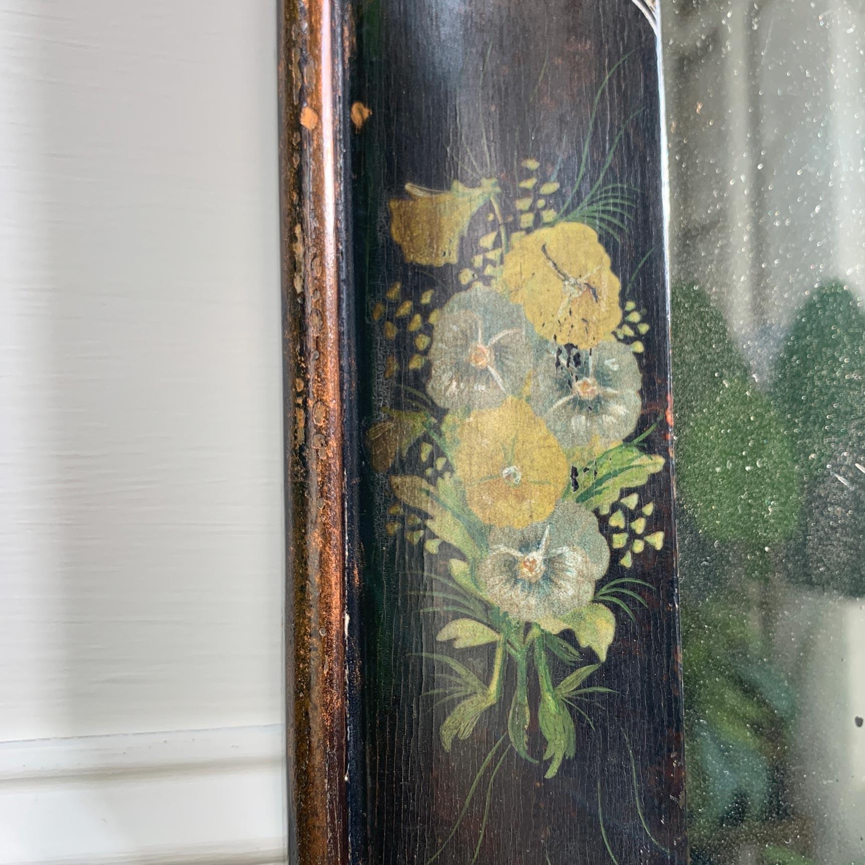 Lacquered Queen Anne Style Chinoiserie Decorated Mirror