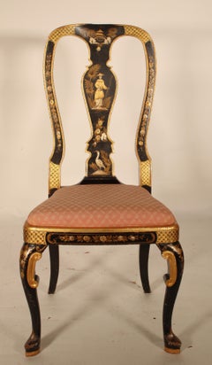 Sedia da sala in stile Queen Anne con decorazioni in stile chinoiserie