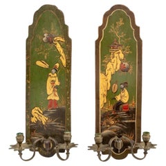 Queen Anne Style Chinoiserie Girandoles, Pair