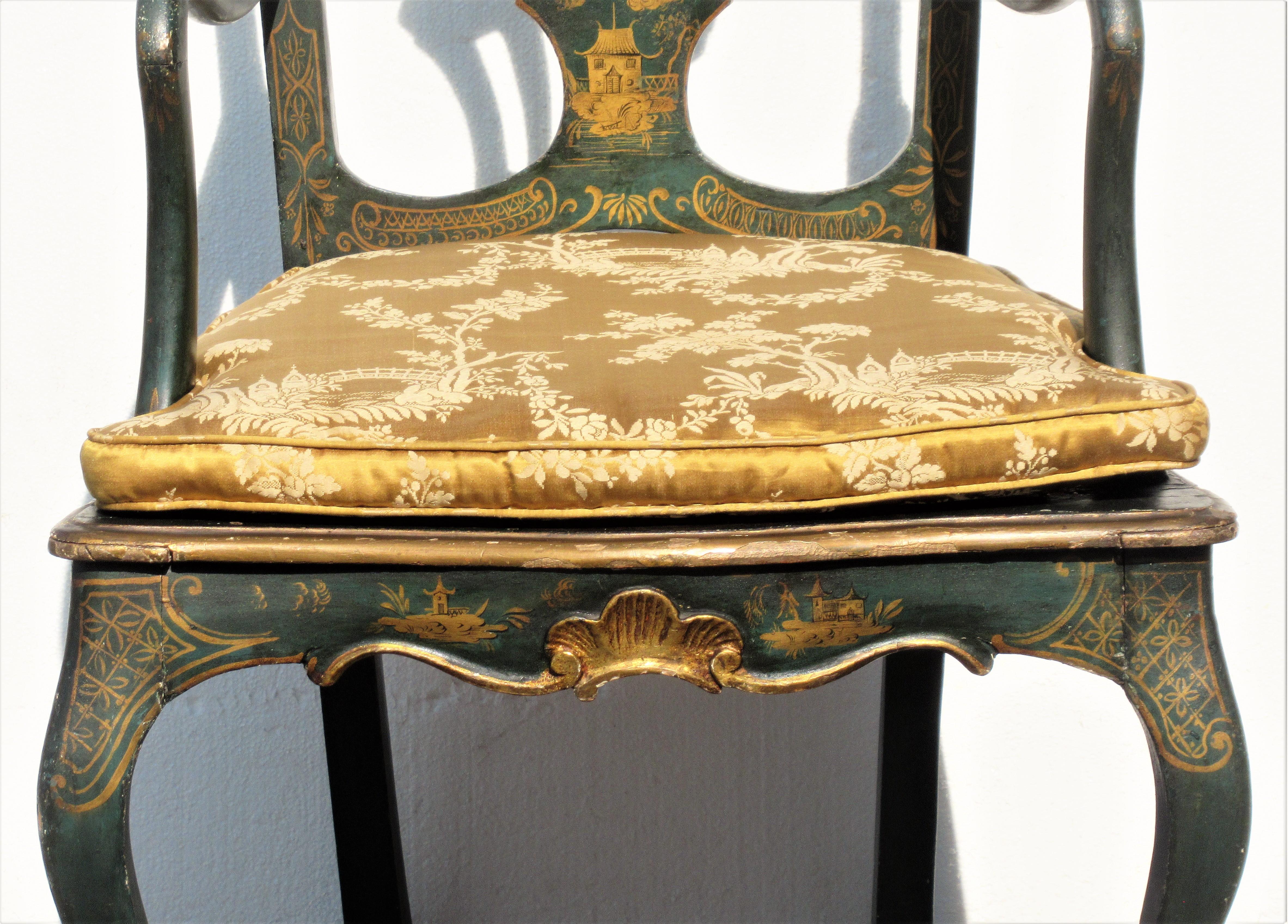 Queen Anne Style Chinoiserie Japanned Armchair 9