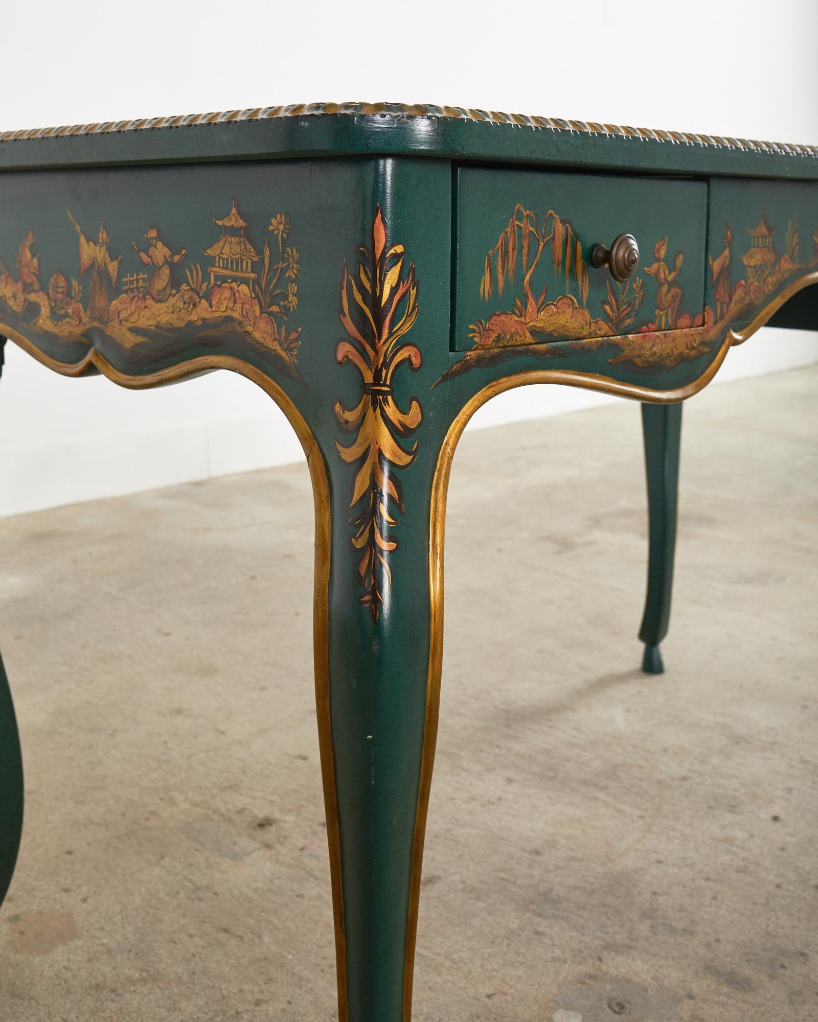 Queen Anne Style Chinoiserie Writing Table Desk For Sale 4