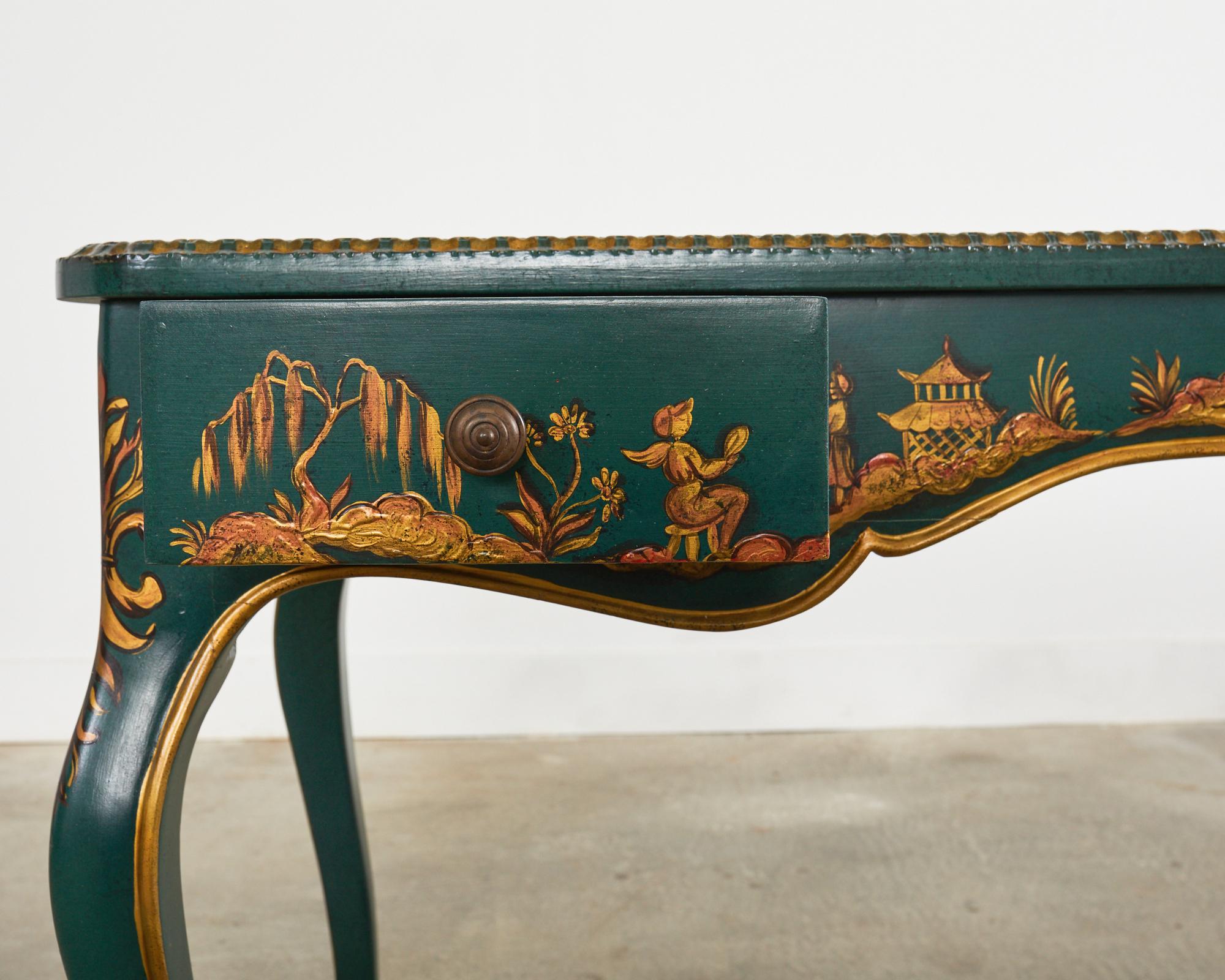 Queen Anne Style Chinoiserie Writing Table Desk For Sale 7