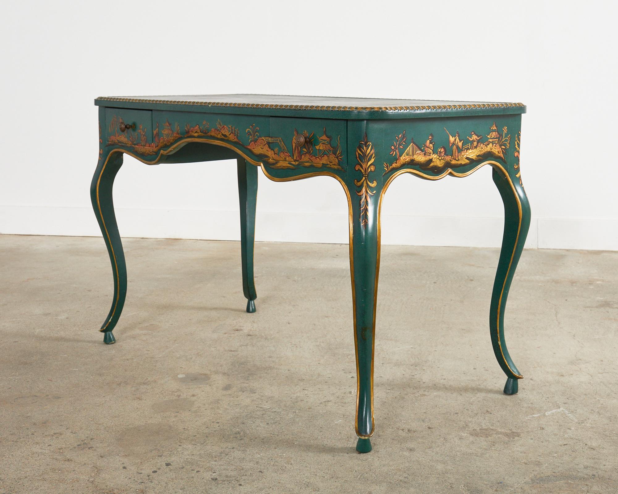 Queen Anne Style Chinoiserie Writing Table Desk For Sale 8