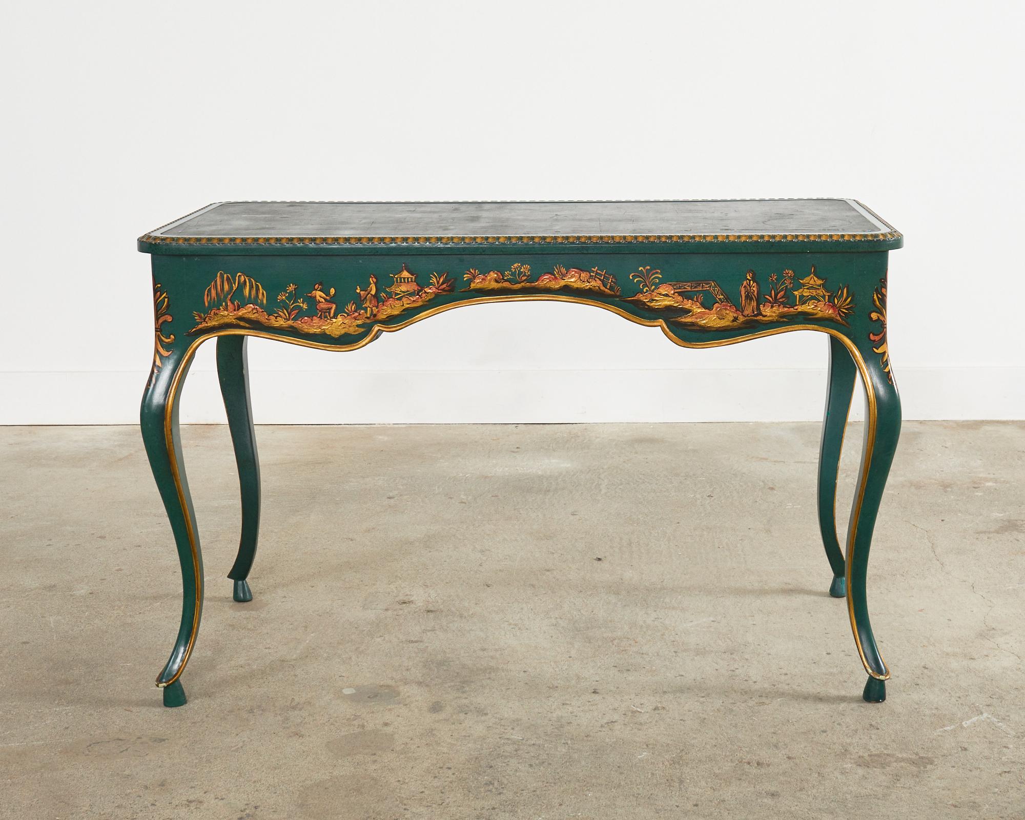 Queen Anne Style Chinoiserie Writing Table Desk For Sale 11