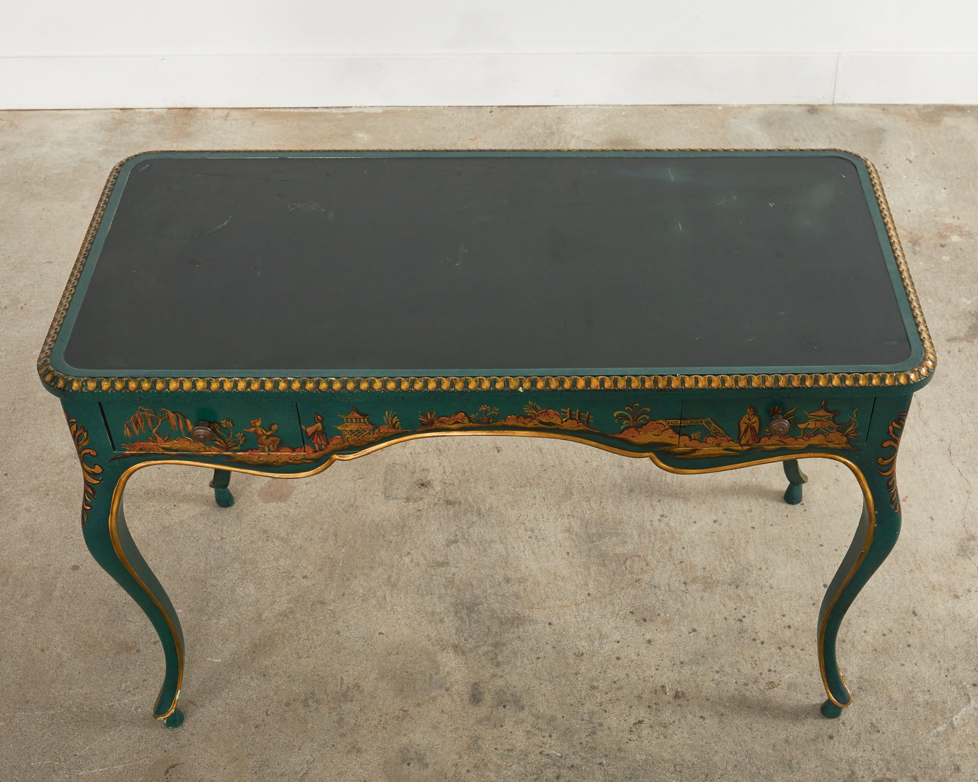 American Queen Anne Style Chinoiserie Writing Table Desk For Sale