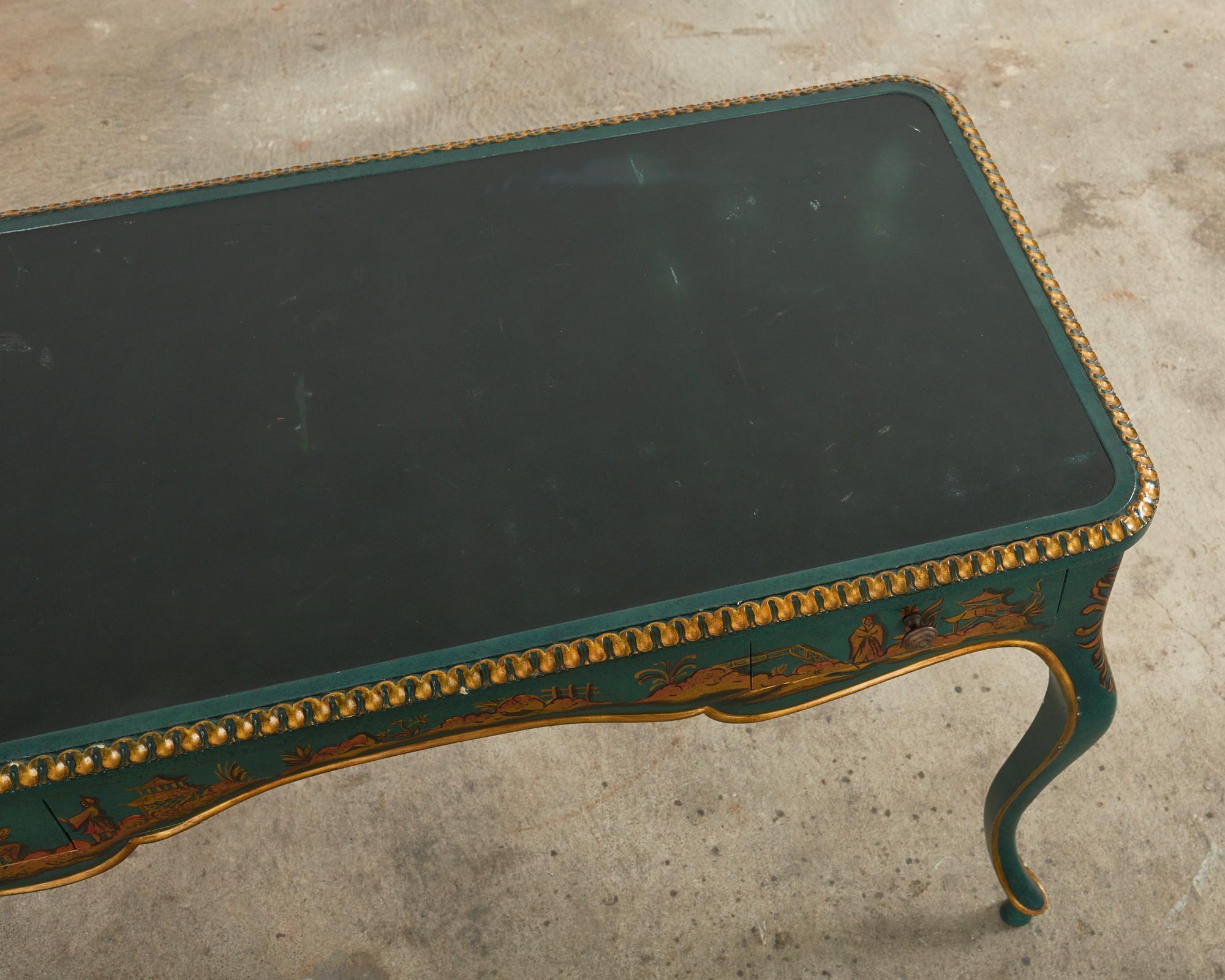 Queen Anne Style Chinoiserie Writing Table Desk In Good Condition For Sale In Rio Vista, CA