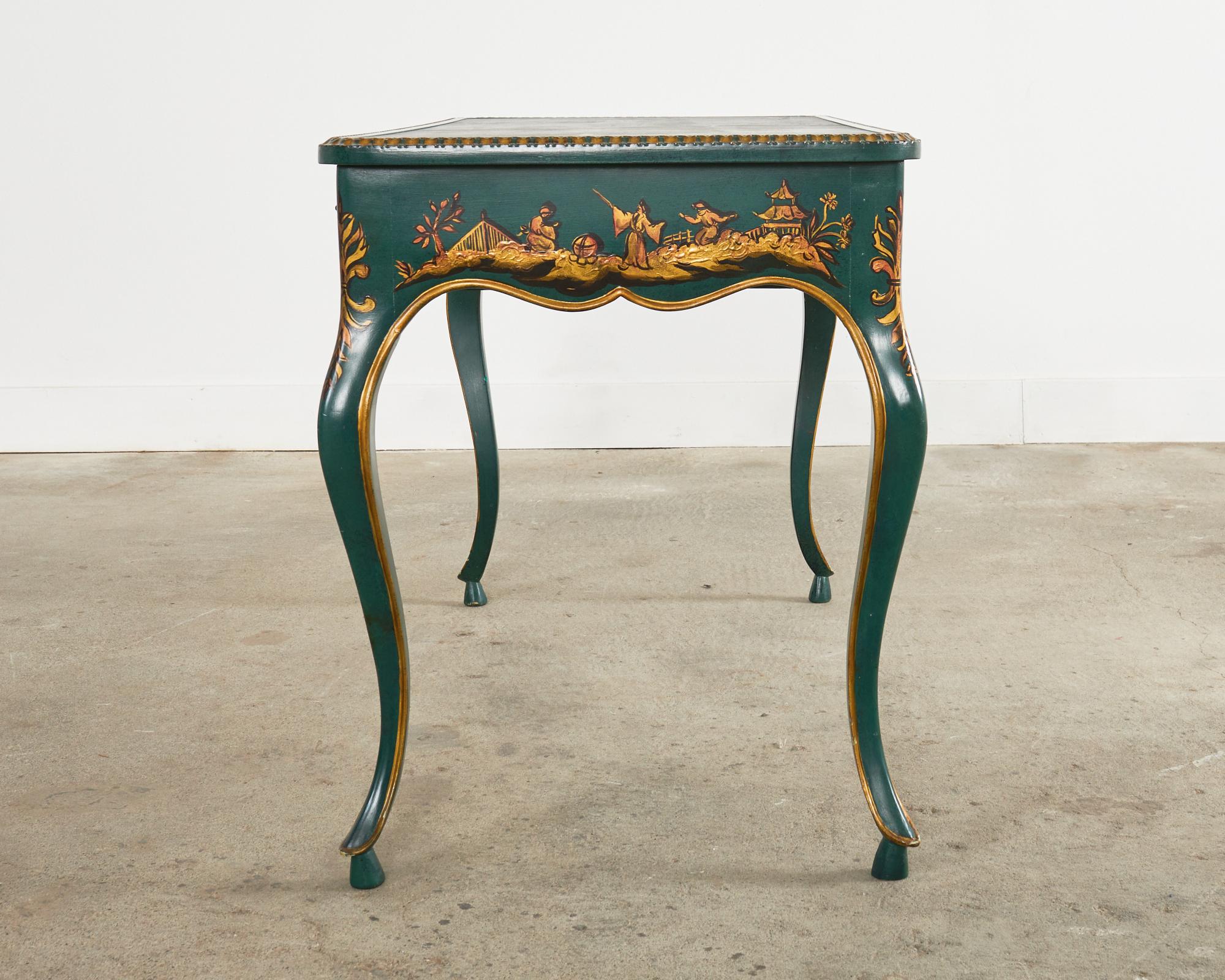 20th Century Queen Anne Style Chinoiserie Writing Table Desk For Sale