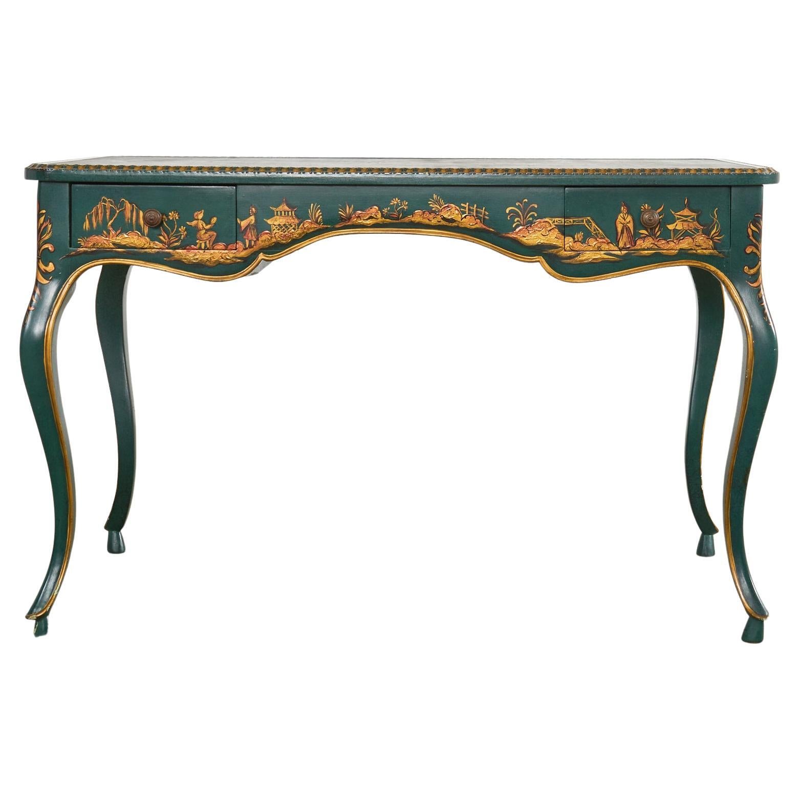 Queen Anne Style Chinoiserie Writing Table Desk For Sale