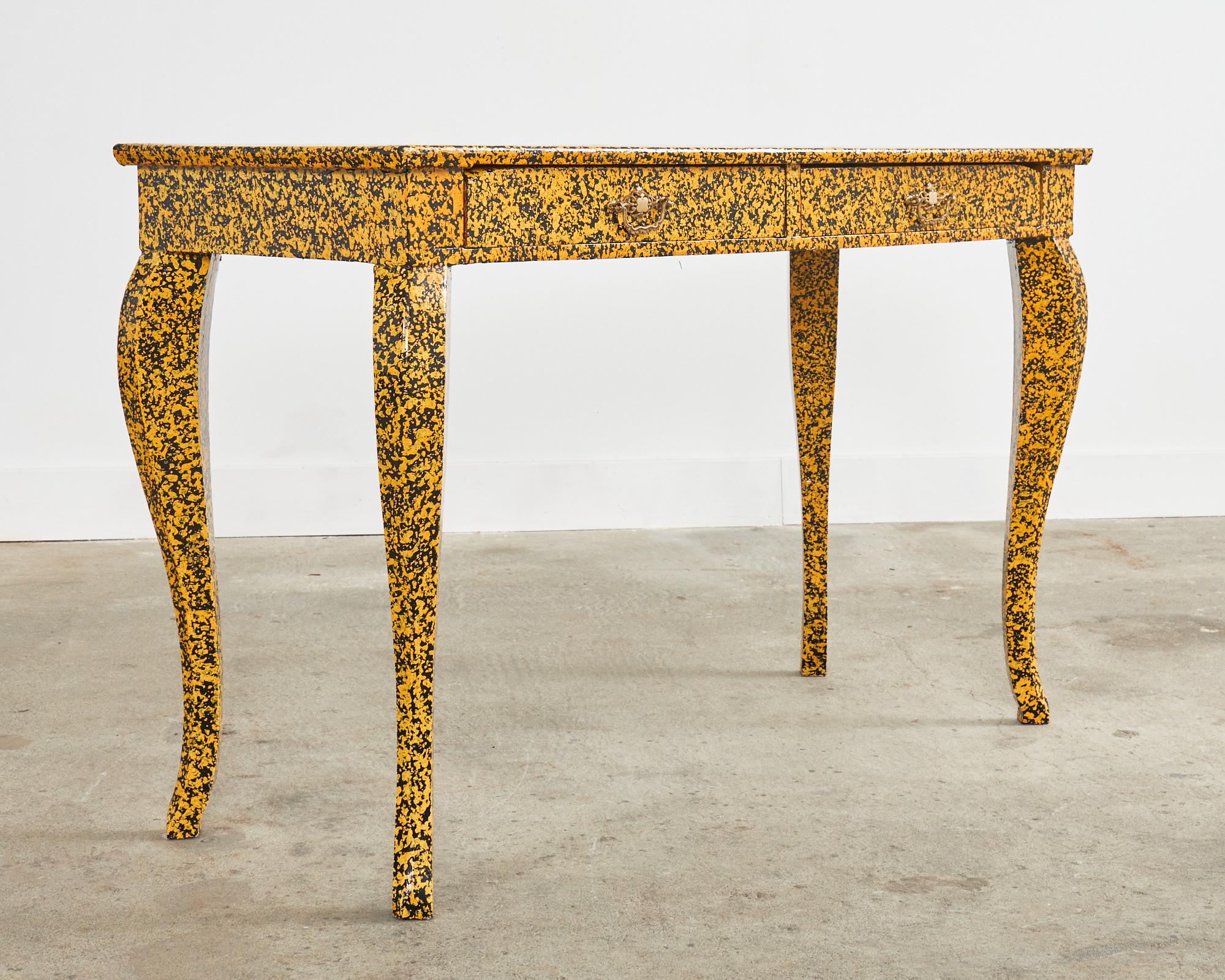 Lacquered Queen Anne Style Console or Desk Speckled by Ira Yeager For Sale