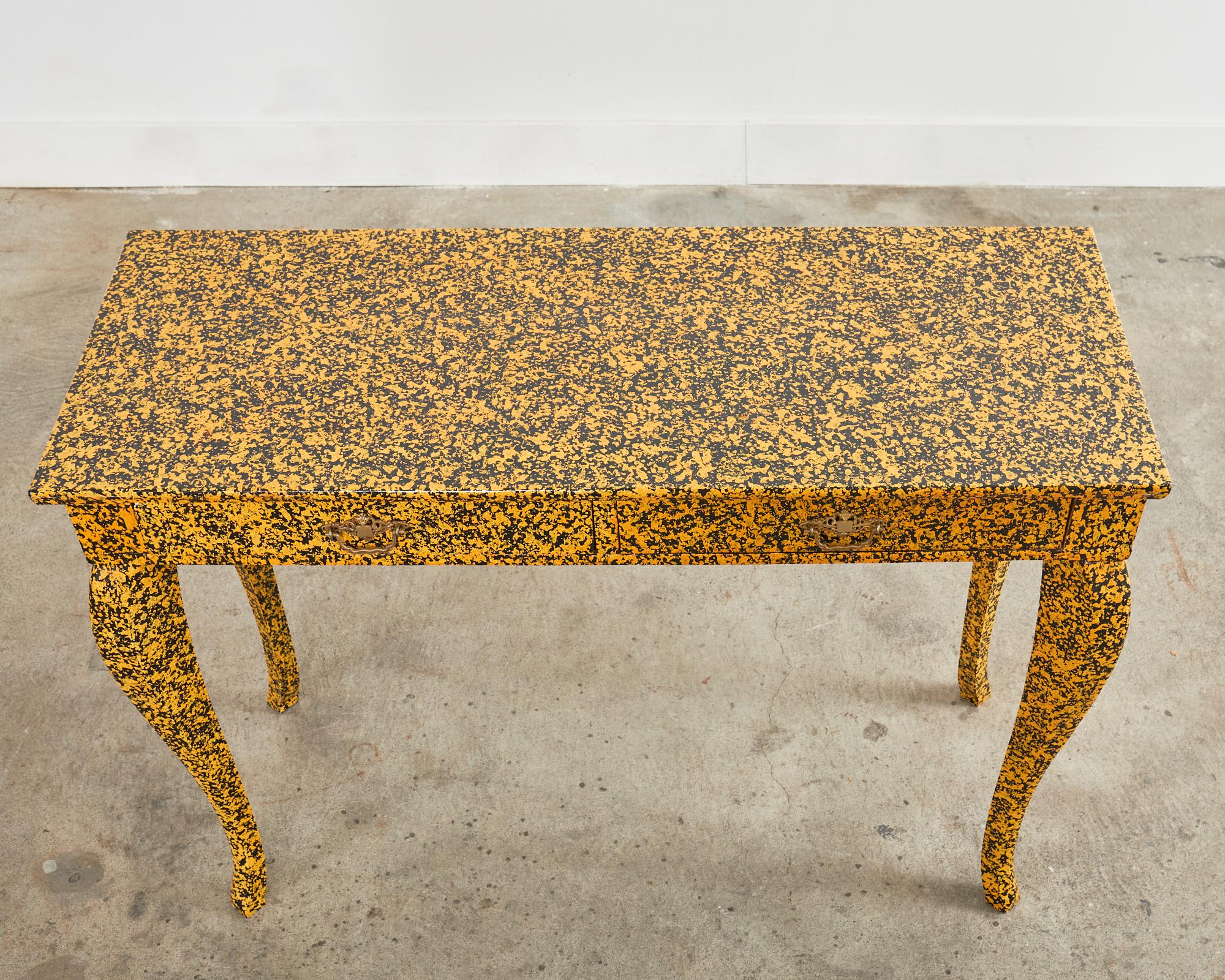 Queen Anne Style Console or Desk Speckled by Ira Yeager In Good Condition For Sale In Rio Vista, CA