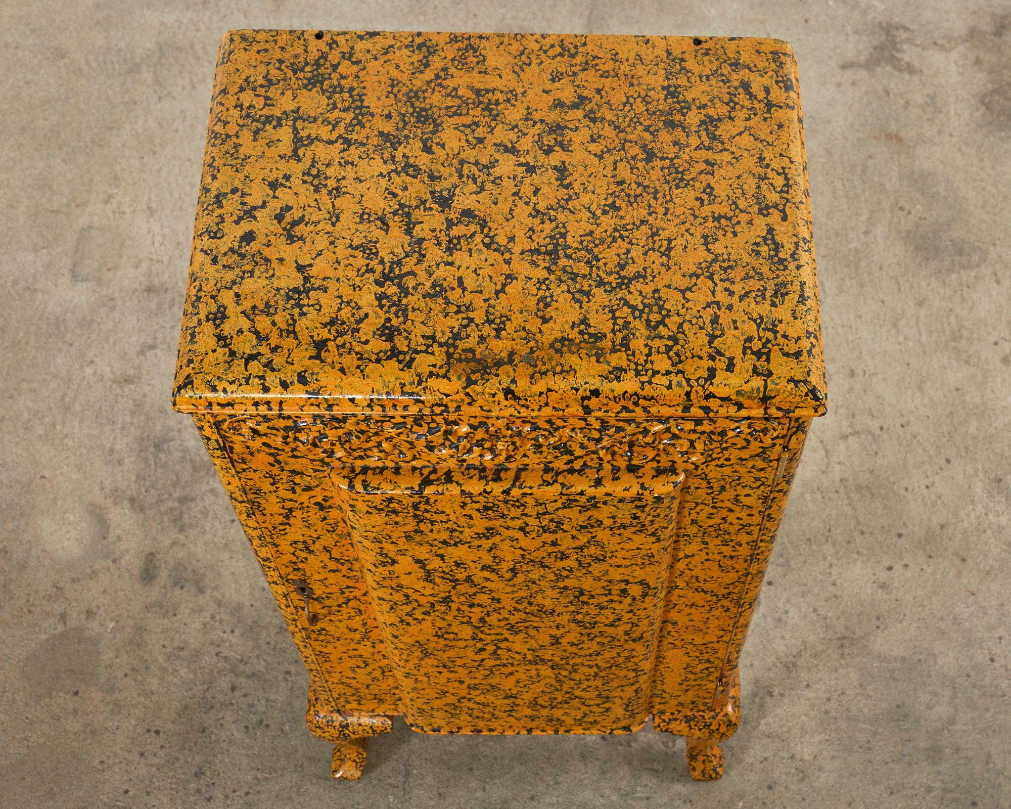 Lacquered Queen Anne Style Cupboard Mustard Speckled by Ira Yeager For Sale