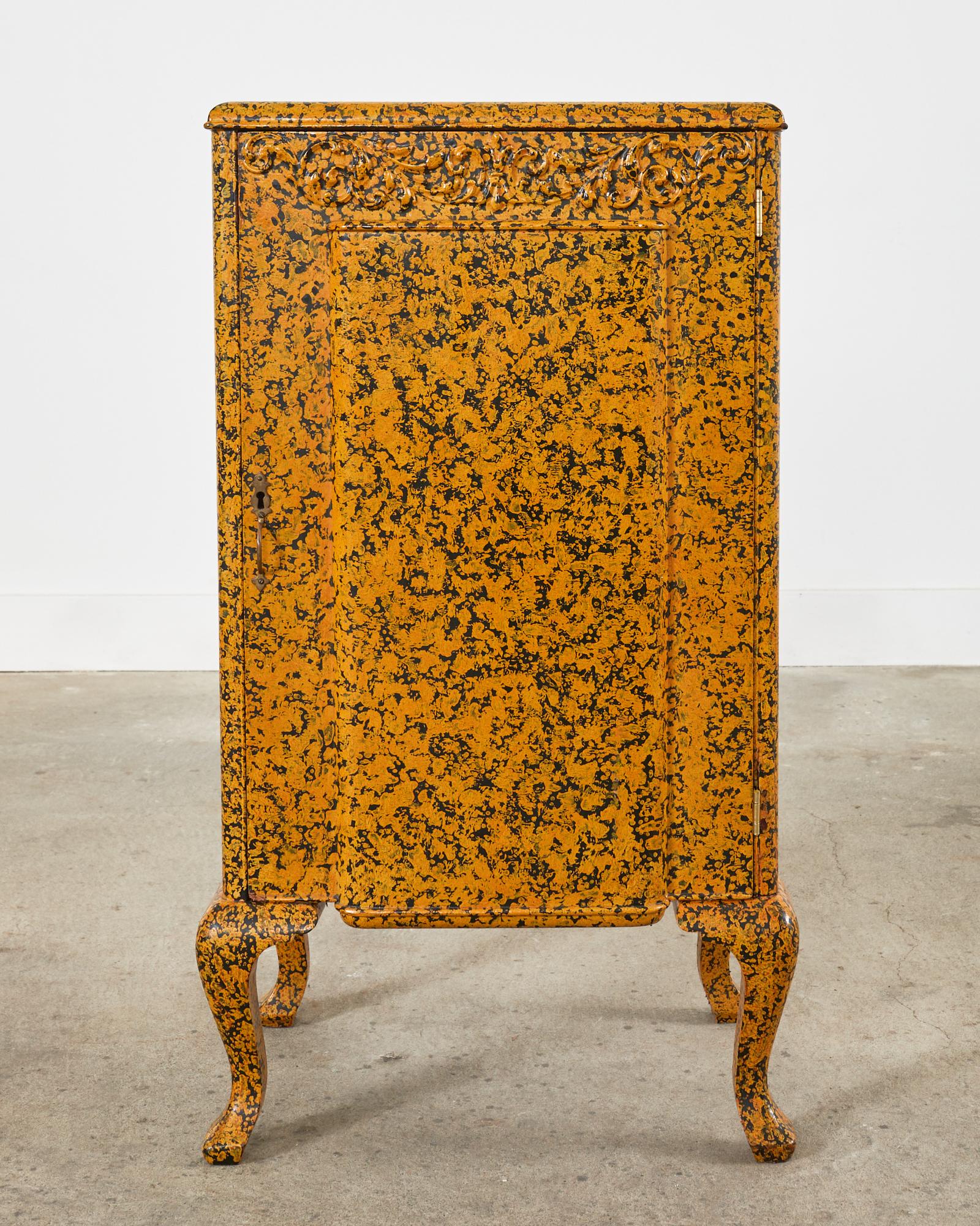 Queen Anne Style Cupboard Mustard Speckled by Ira Yeager For Sale 2