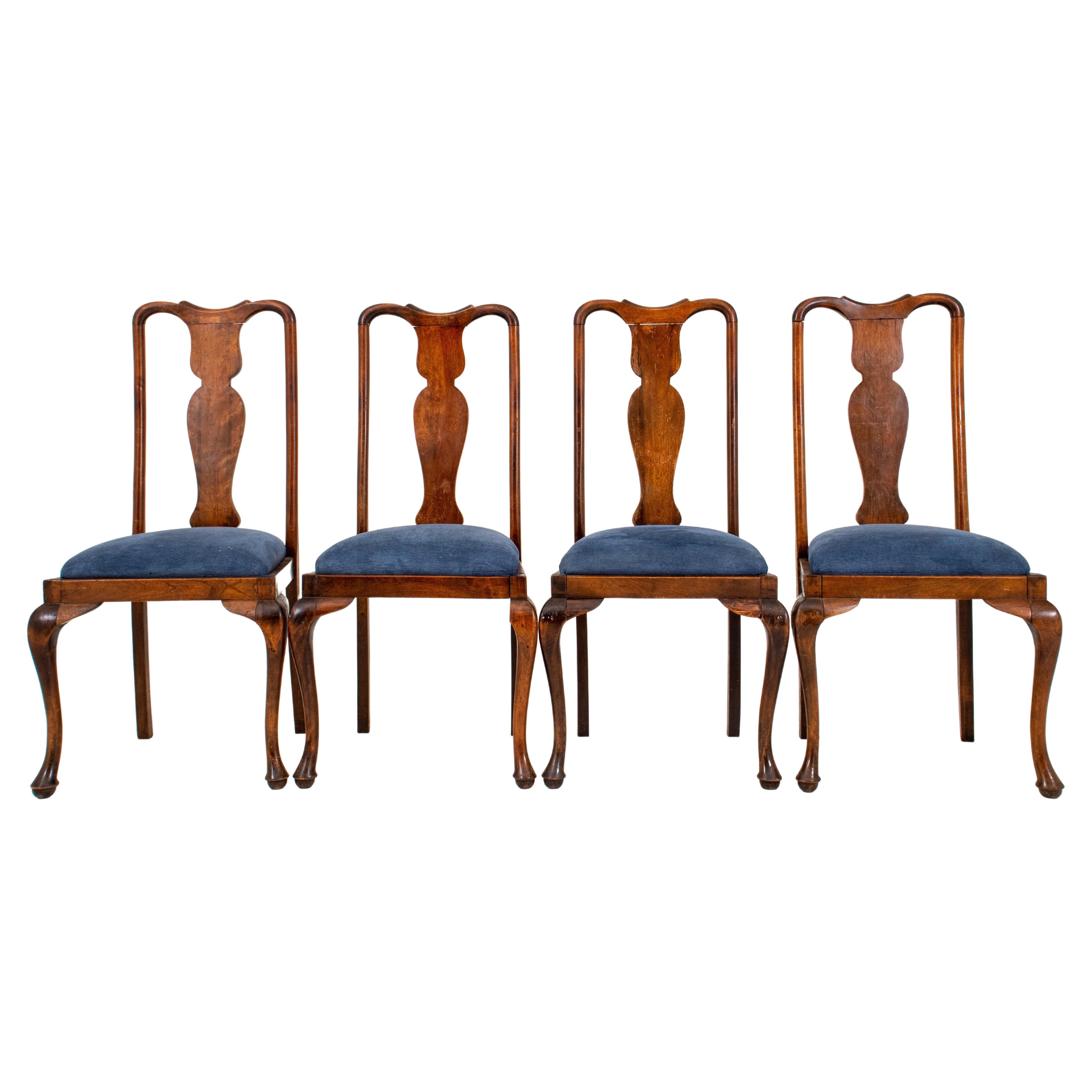 Queen Anne Style Dining Chairs, 4