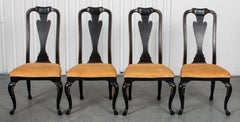 Queen Anne Style Ebonized Side Chairs, 4