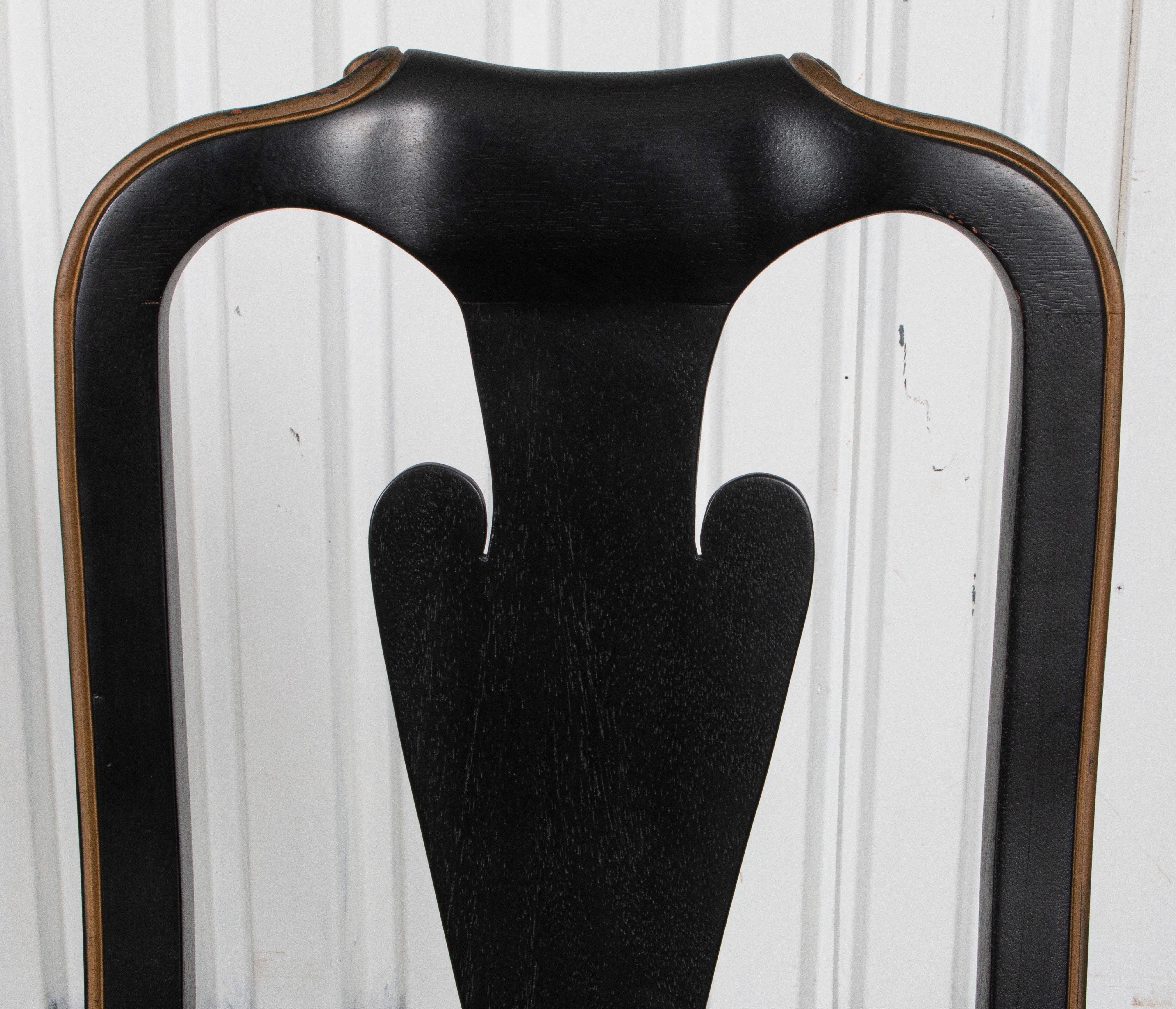 Queen Anne Style Ebonized Side Chairs, 4 For Sale 3