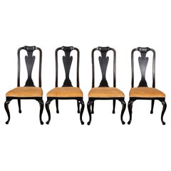 Queen Anne Style Ebonized Side Chairs, 4