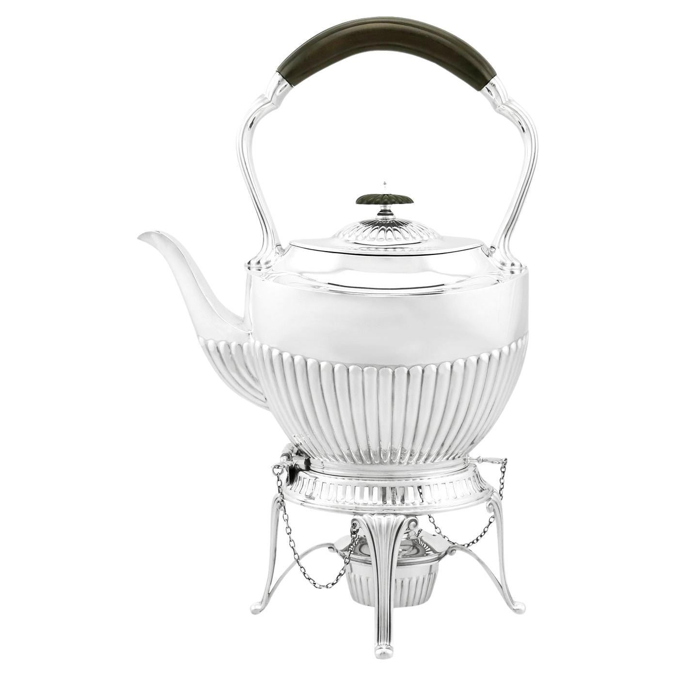 Arthur Stone Sterling Silver Tea Set Tilting Kettle on Cradle w Tray