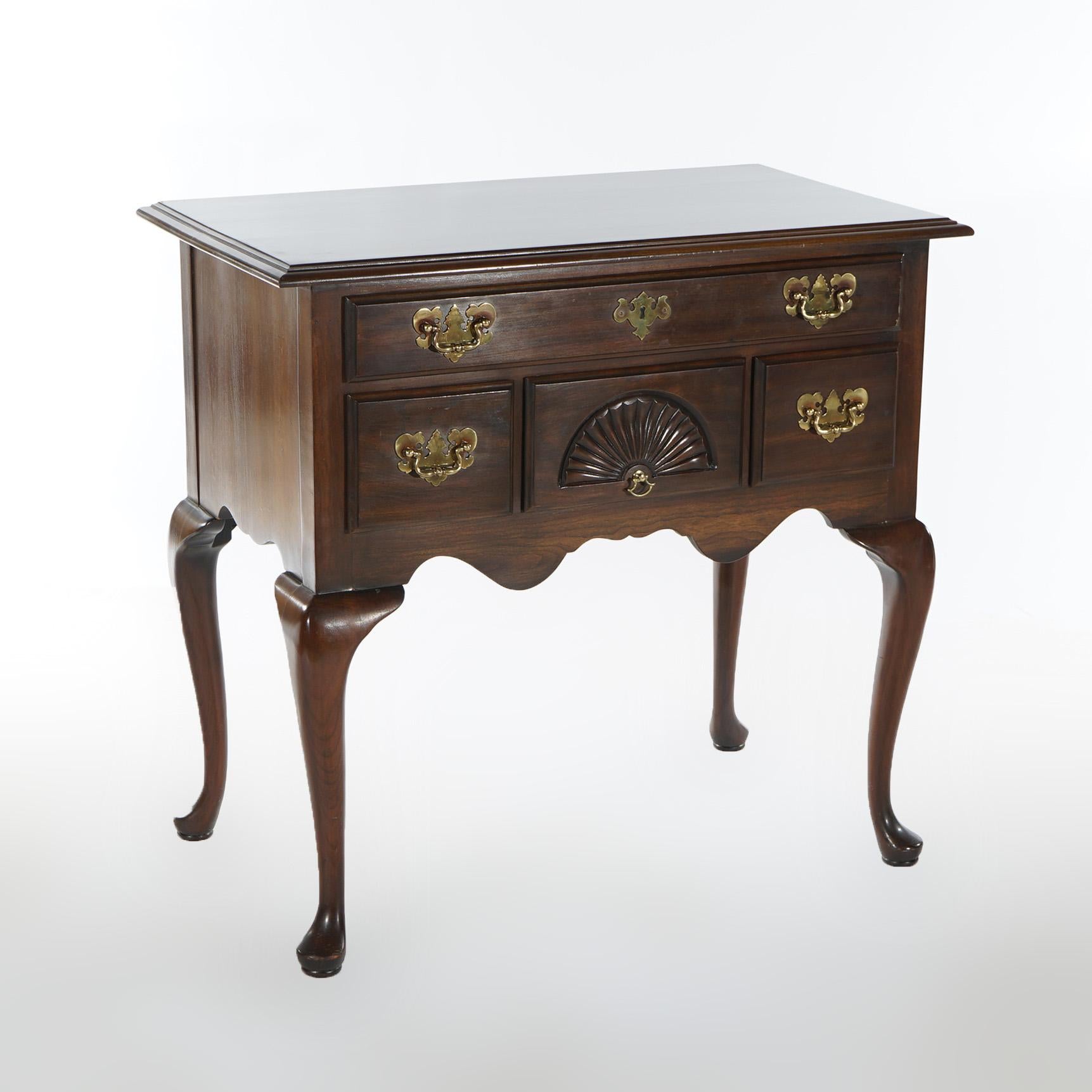 Queen Anne Style Fan Carved Cherry Lowboy By Harden, 20th C 11