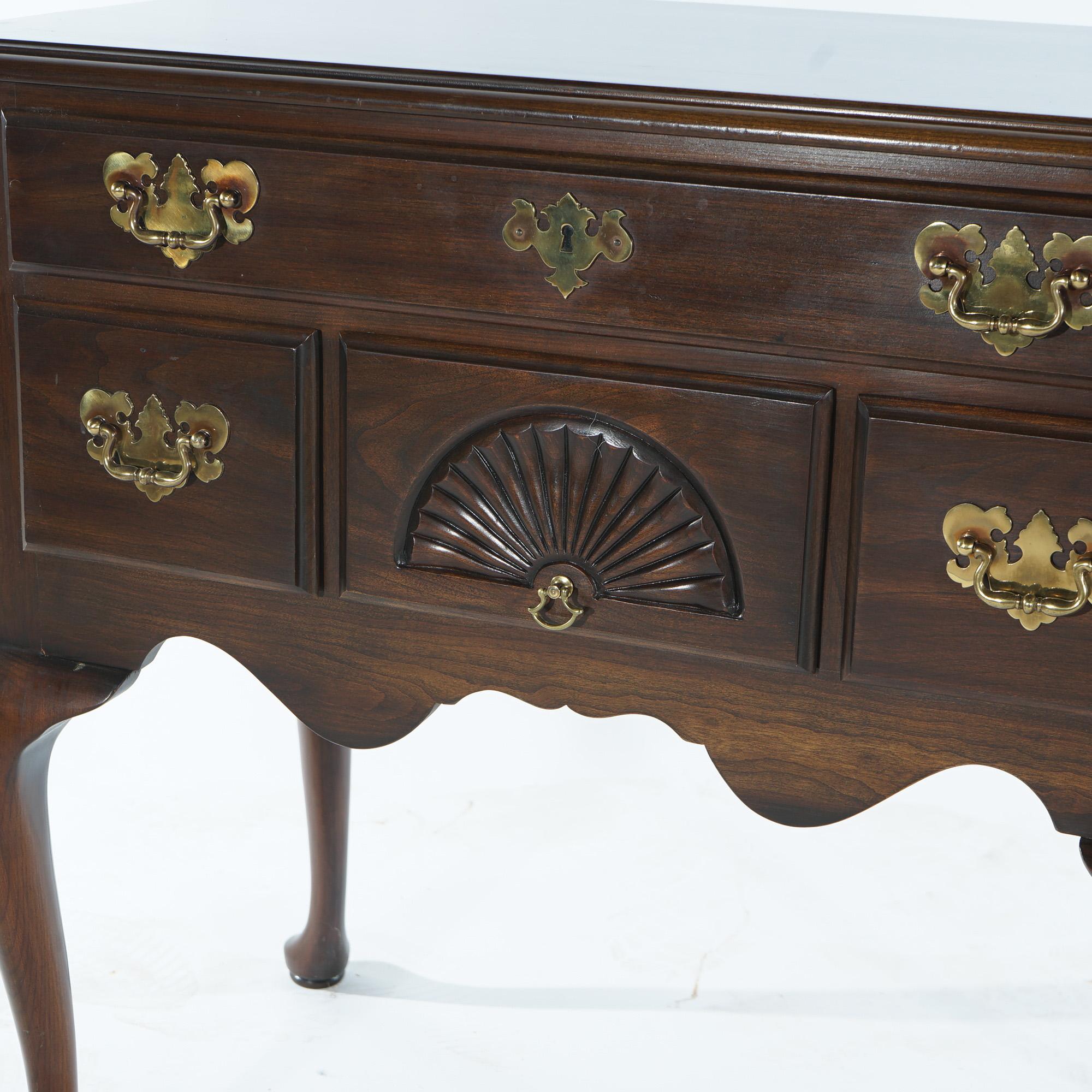 Queen Anne Style Fan Carved Cherry Lowboy By Harden, 20th C 1