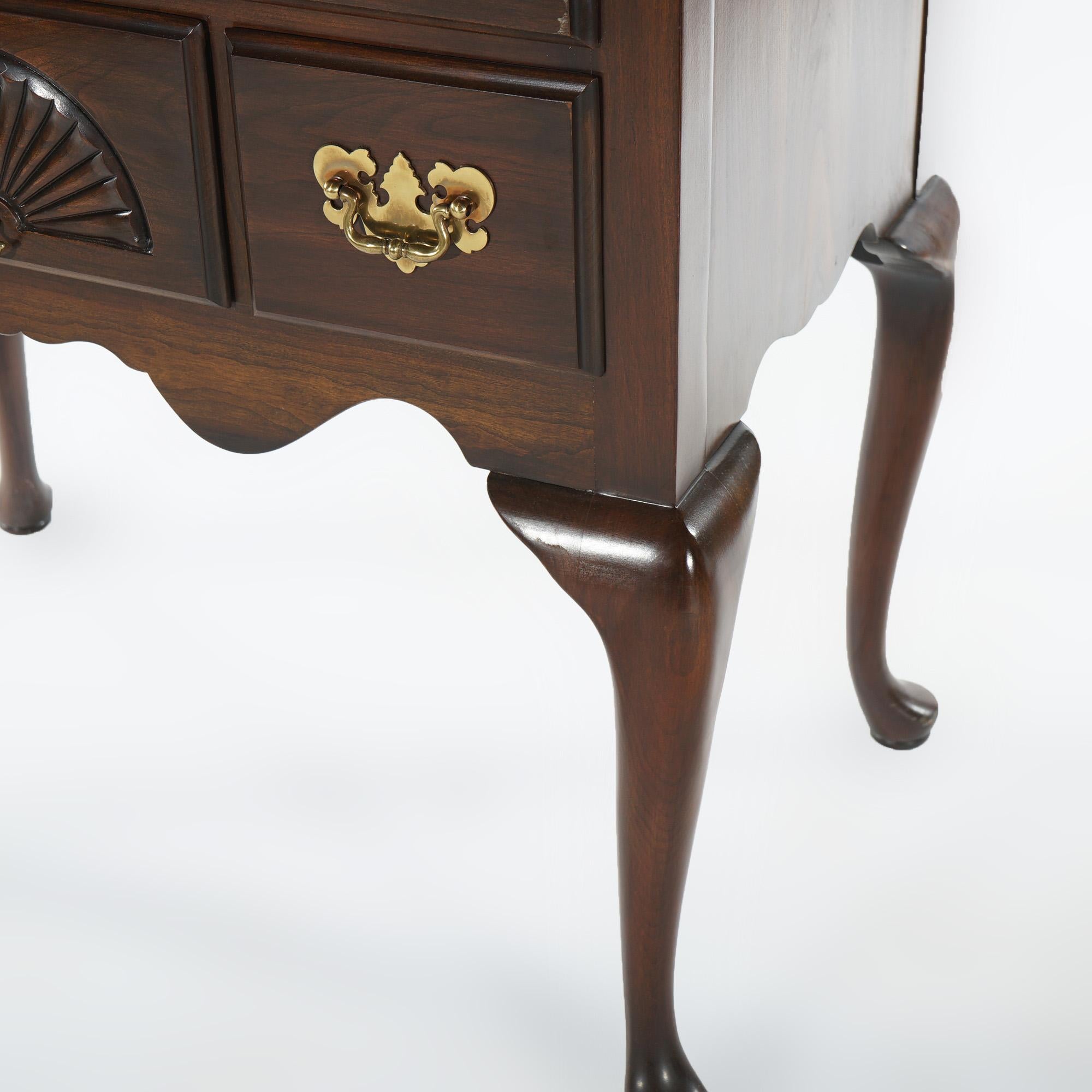 Queen Anne Style Fan Carved Cherry Lowboy By Harden, 20th C 3