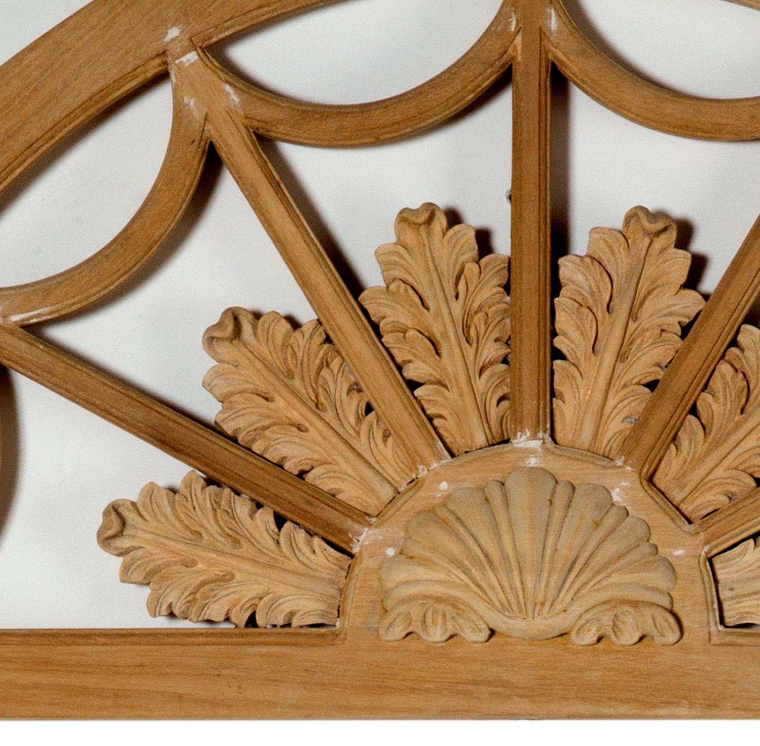 Hand-Carved Queen Anne Style Frame Bleached Mahangony Field of Flower Crest For Sale