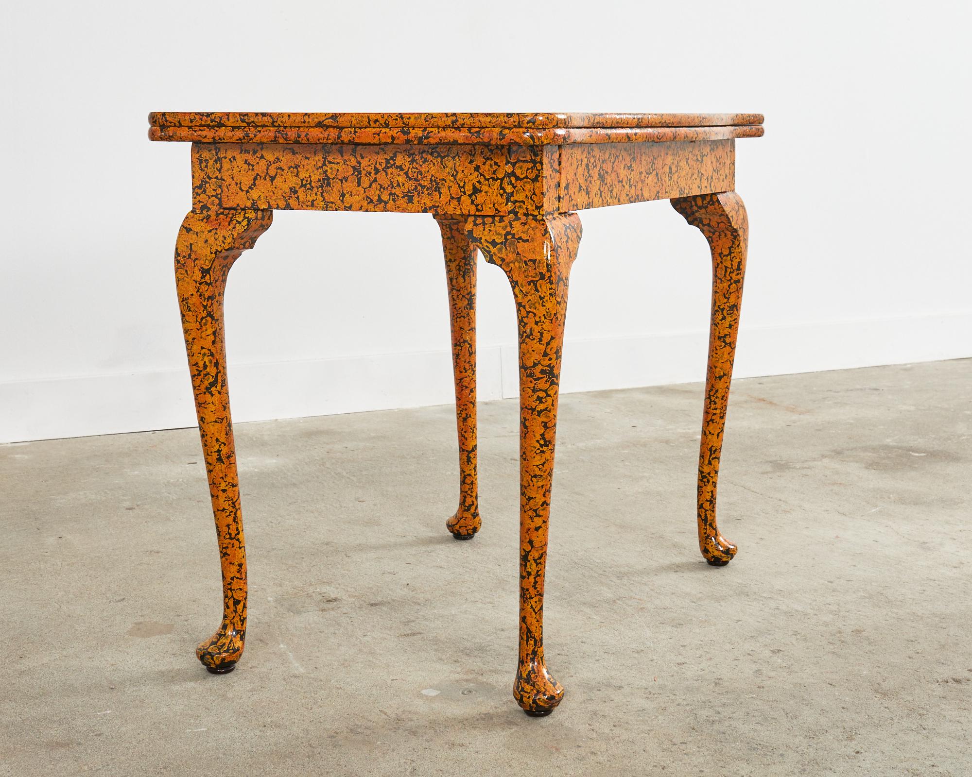 English Queen Anne Style Games Table Desk Speckled by Ira Yeager