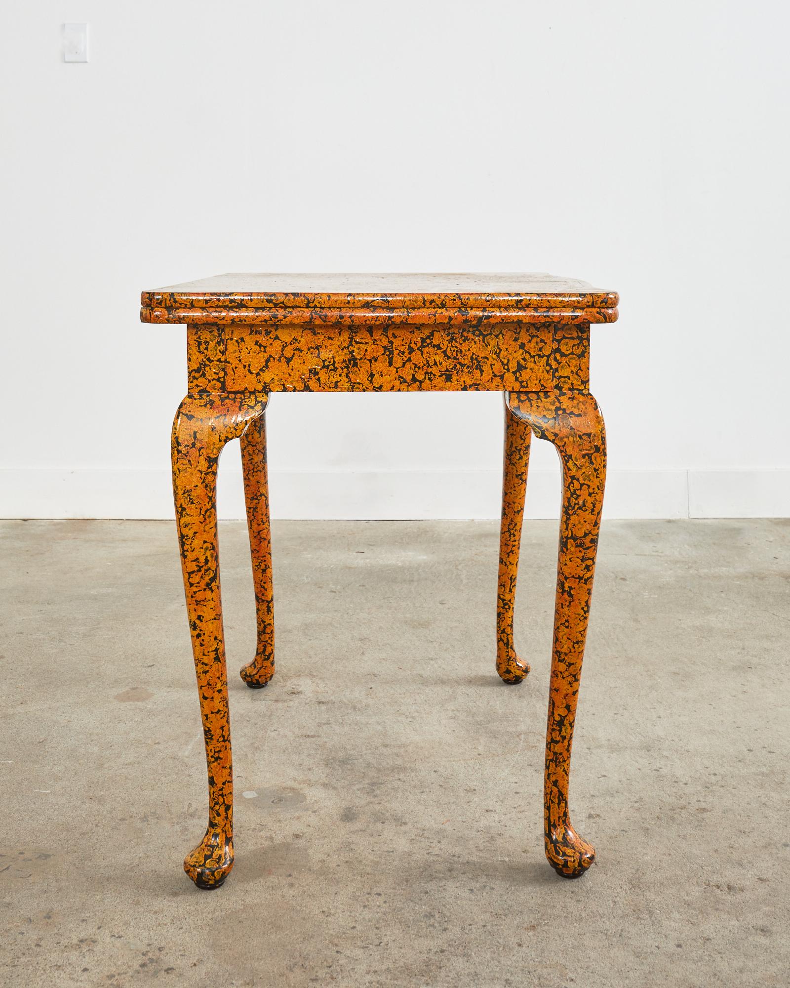 Queen Anne Style Games Table Desk Speckled by Ira Yeager In Good Condition In Rio Vista, CA