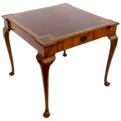 Queen Anne Style Games Table with Leather Top