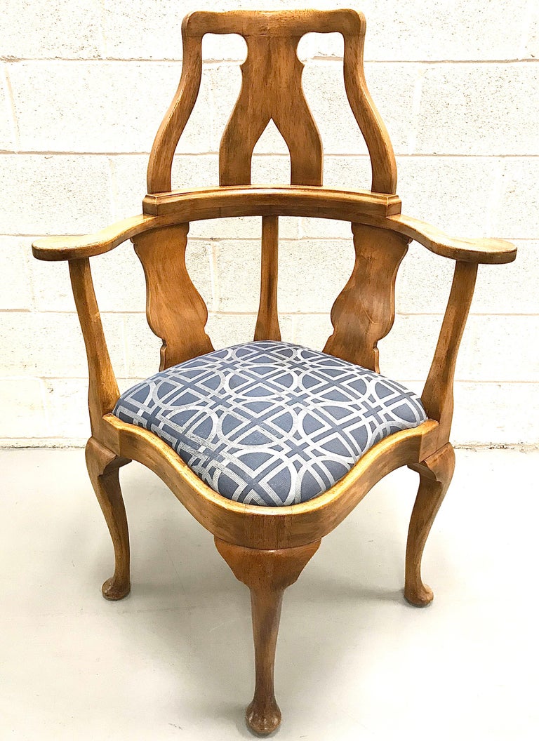 Queen Anne Style High Back Corner Chair at 1stDibs