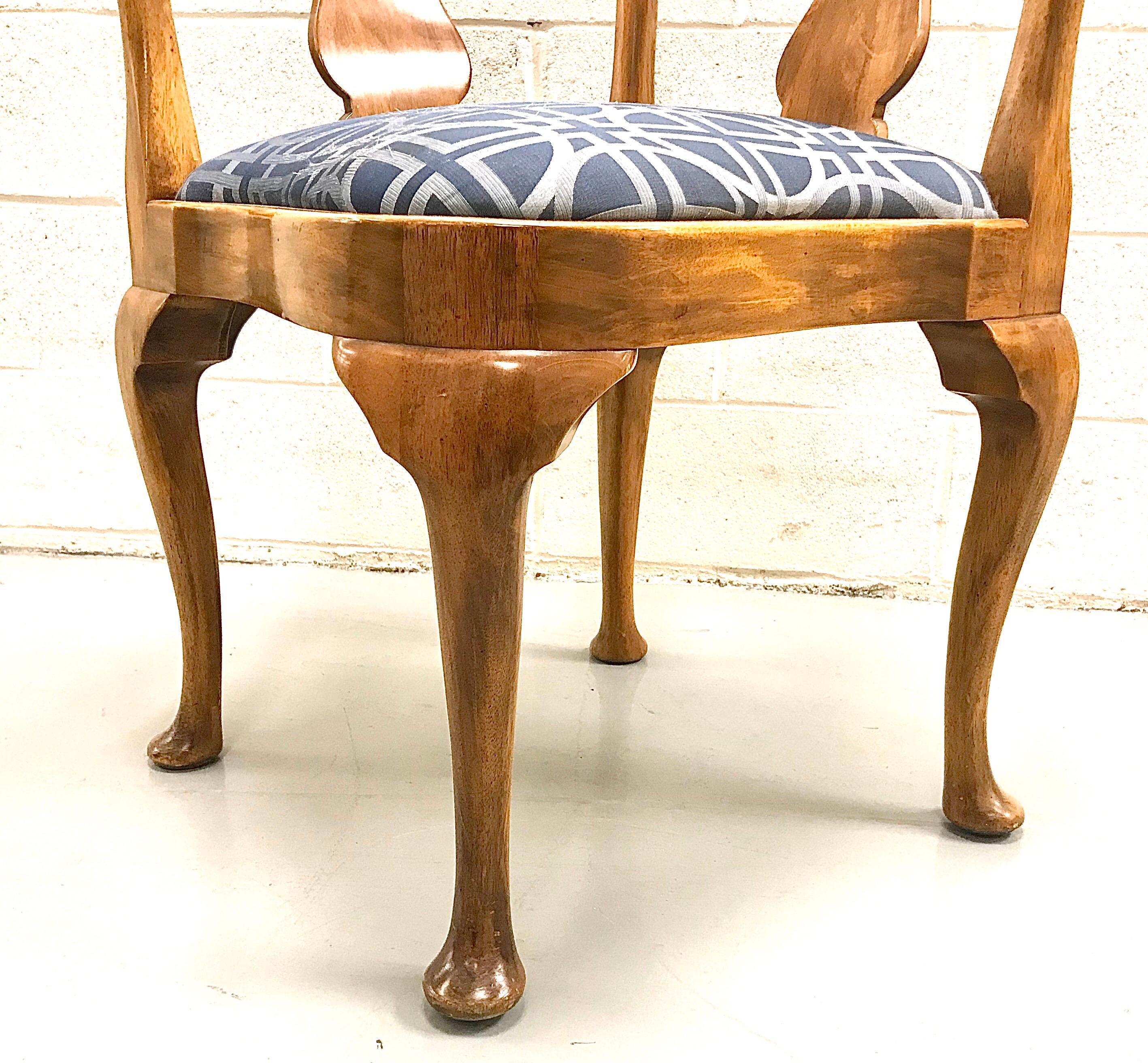 Mid-20th Century Queen Anne Style High Back Corner Chair