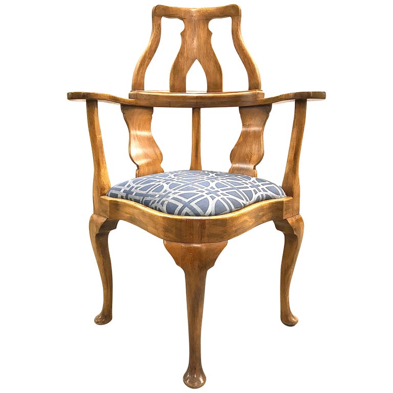Queen Anne Style High Back Corner Chair at 1stDibs