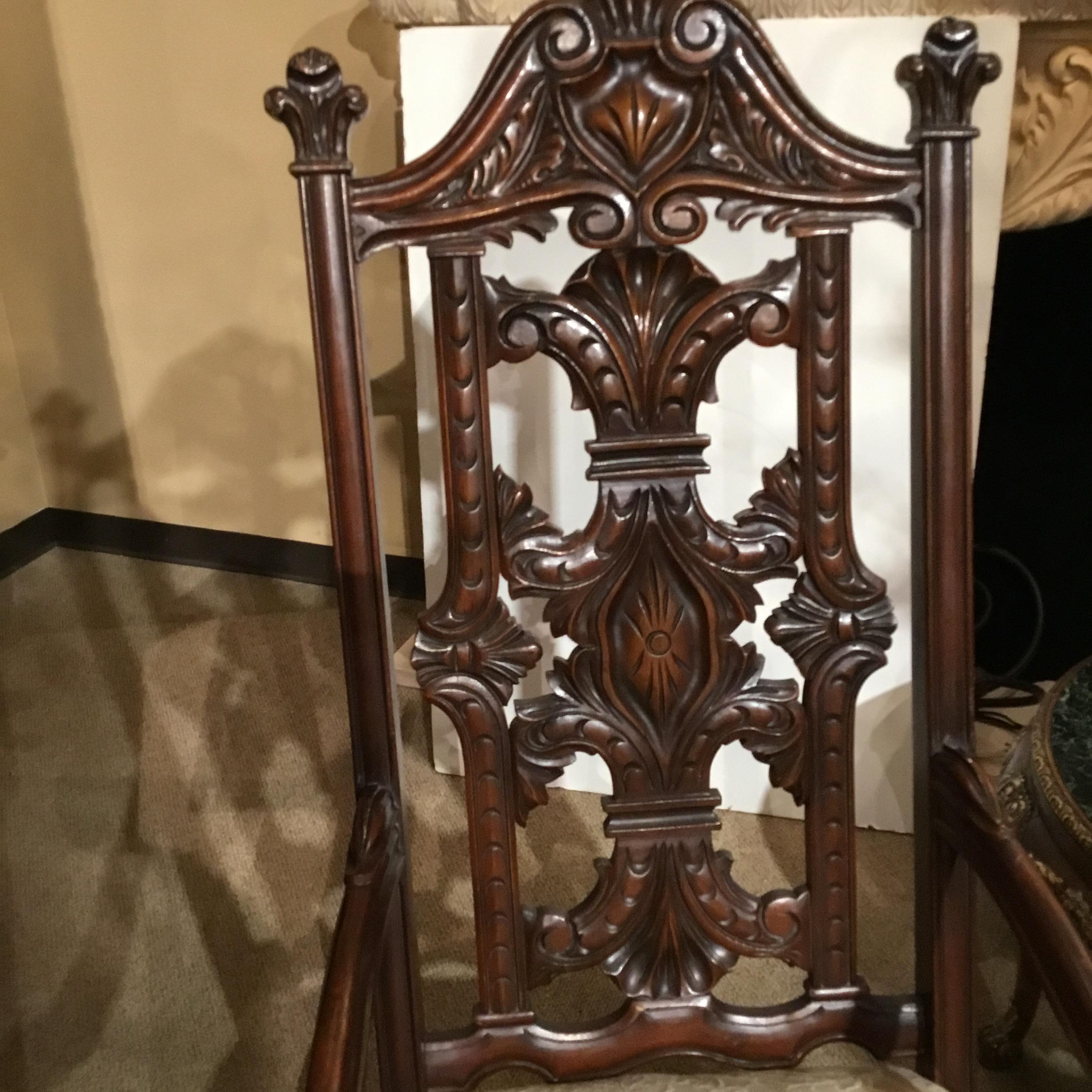 Queen Anne Style High Back Walnut Carved Chair For Sale 5