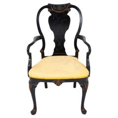 Antique Queen Anne Style Japanned Armchair