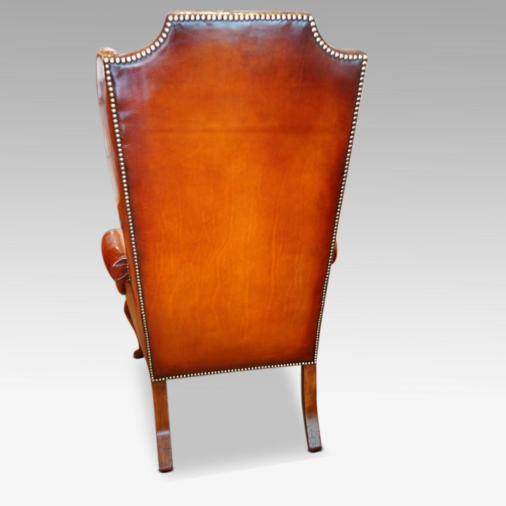 Queen Anne Style Leather Wingchair 1
