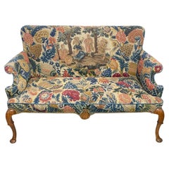 Queen Anne Style Mahogany and Needlepoint Settee, England 18th Century