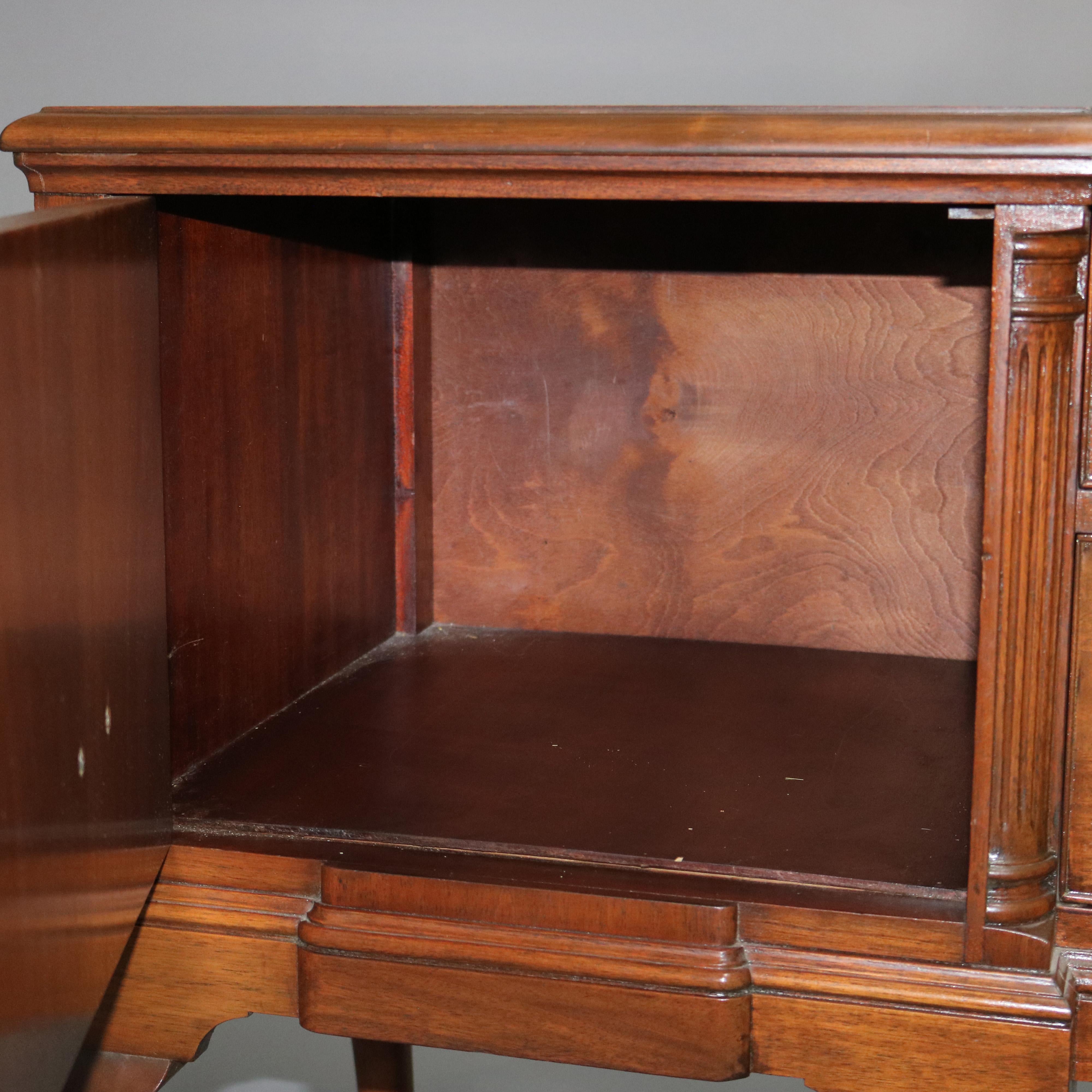Queen Anne Style Mahogany Block Front & Shell Carved Sideboard C1930 For Sale 13
