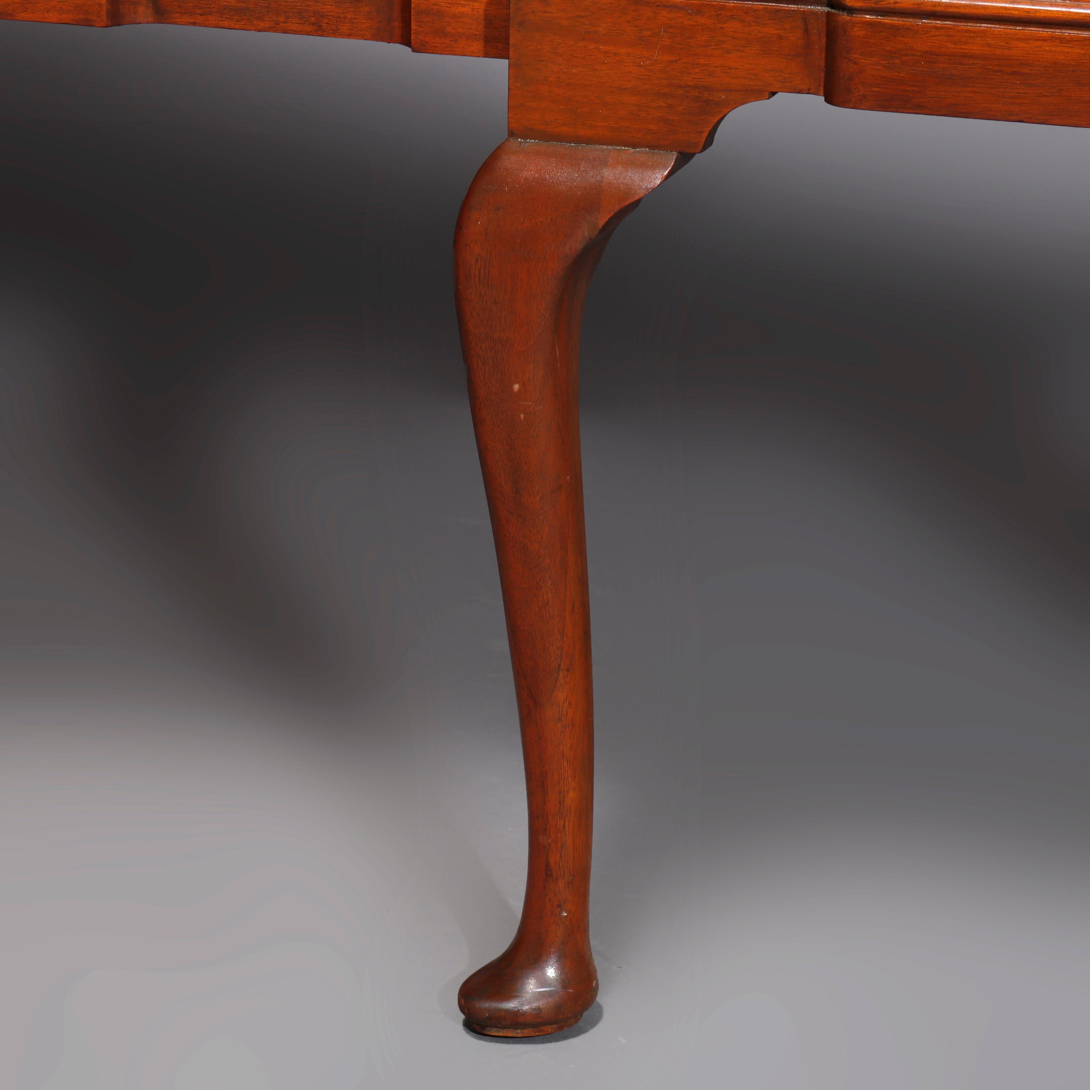 Queen Anne Style Mahogany Block Front & Shell Carved Sideboard C1930 For Sale 2