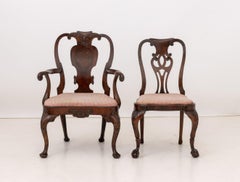 Queen Anne Style Mahogany Chairs, Associated Pair