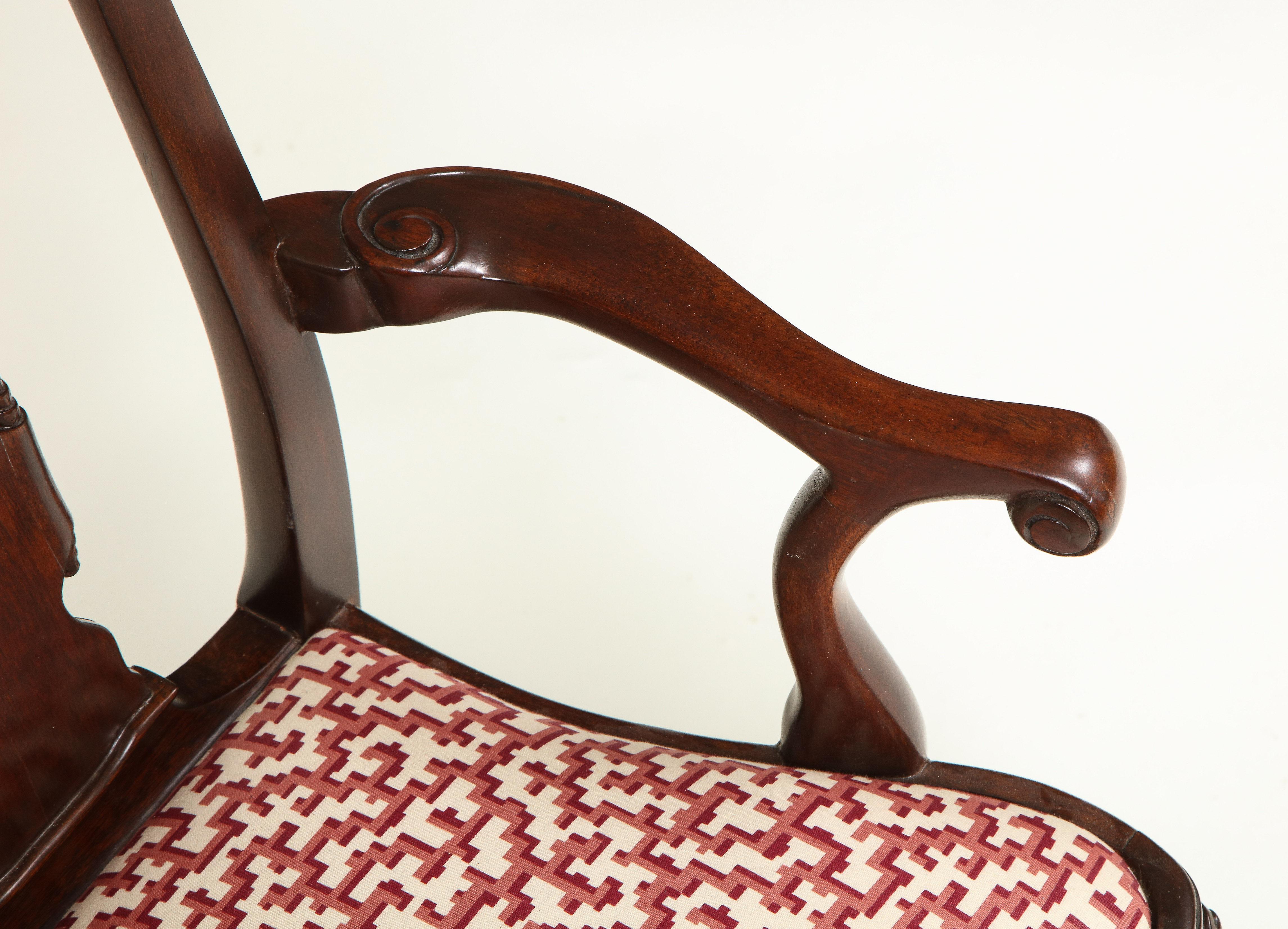 Upholstery Queen Anne Style Mahogany Child's Chair For Sale