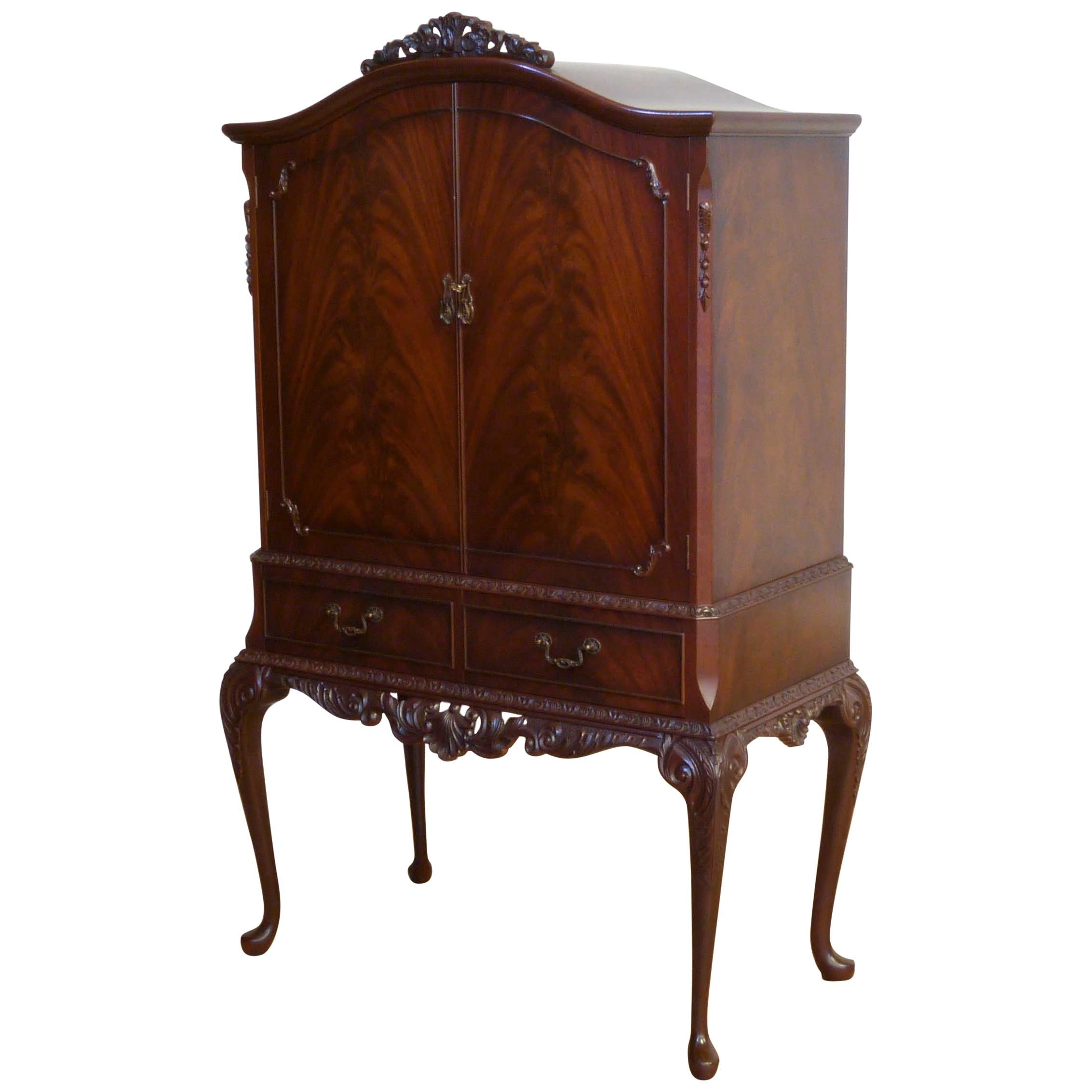 Queen Anne Style Mahogany Cocktail Cabinet