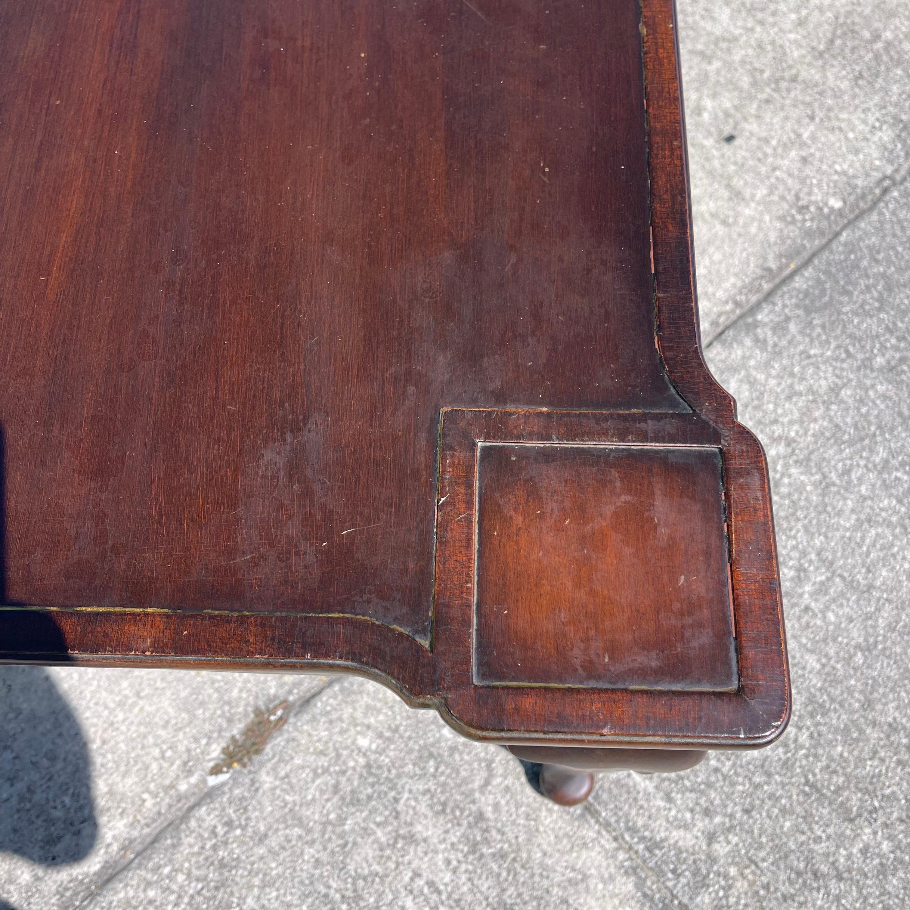 20th Century Queen Anne Style Mahogany Flip Top Folding Card Game Table For Sale
